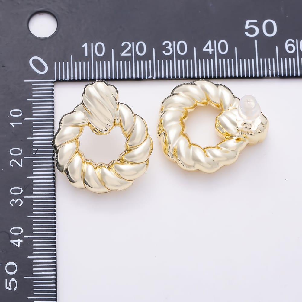 14K Gold Filled 27mm Minimalist Croissant Door Knocker Drop Stud Earrings | Earrings-01135