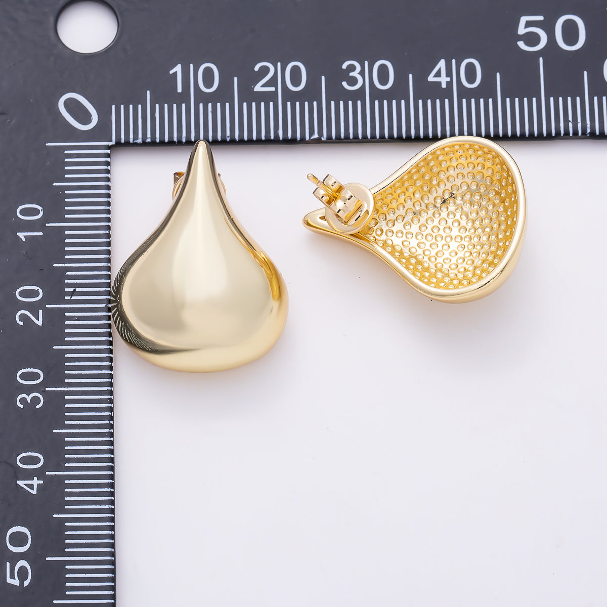 16K Gold Filled 25mm Chunky Sculptural Waterdrop Stud | Earrings-00791