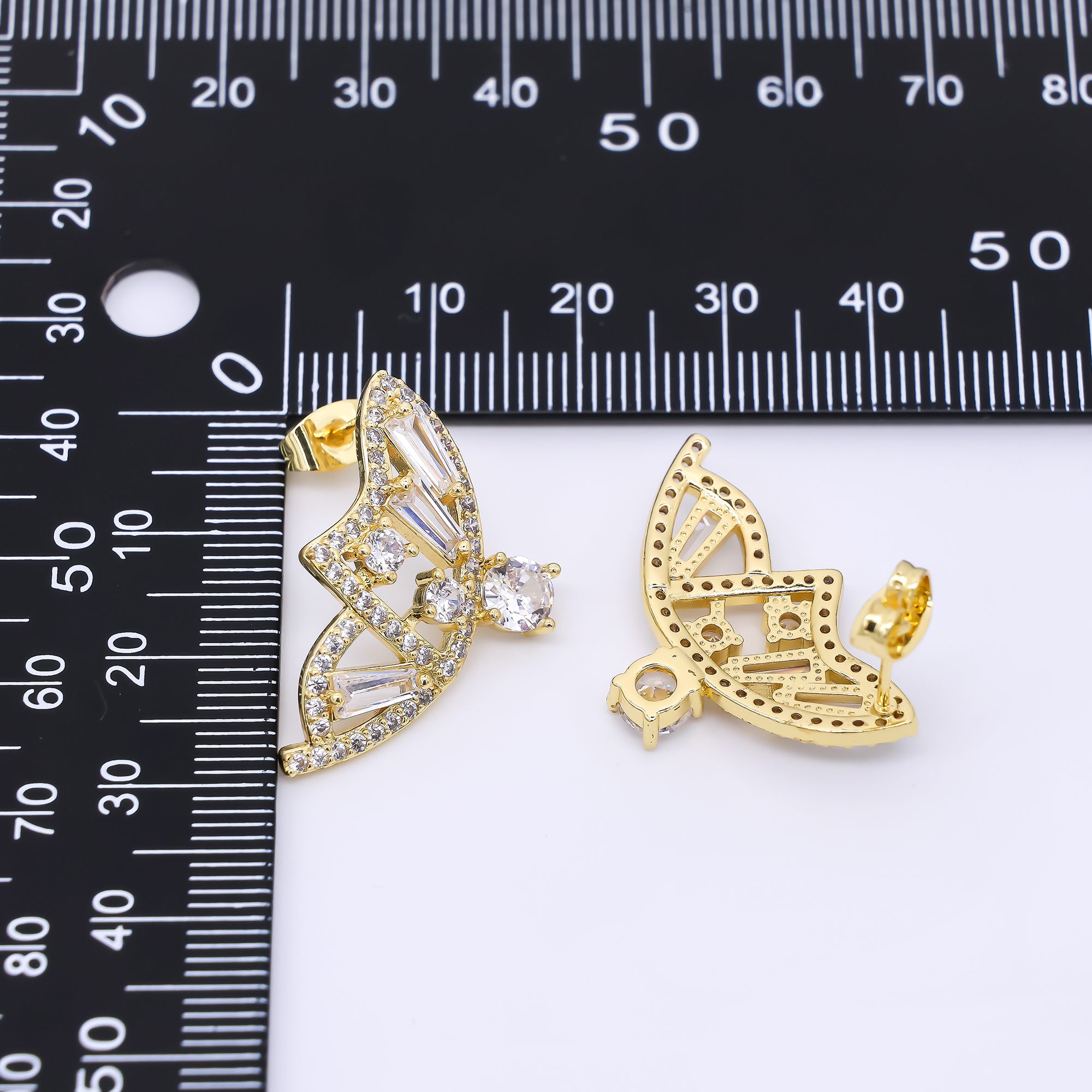 24K Gold Filled Clear CZ Cluster Micro Paved Butterfly Wings Set Stud Earrings | AI481