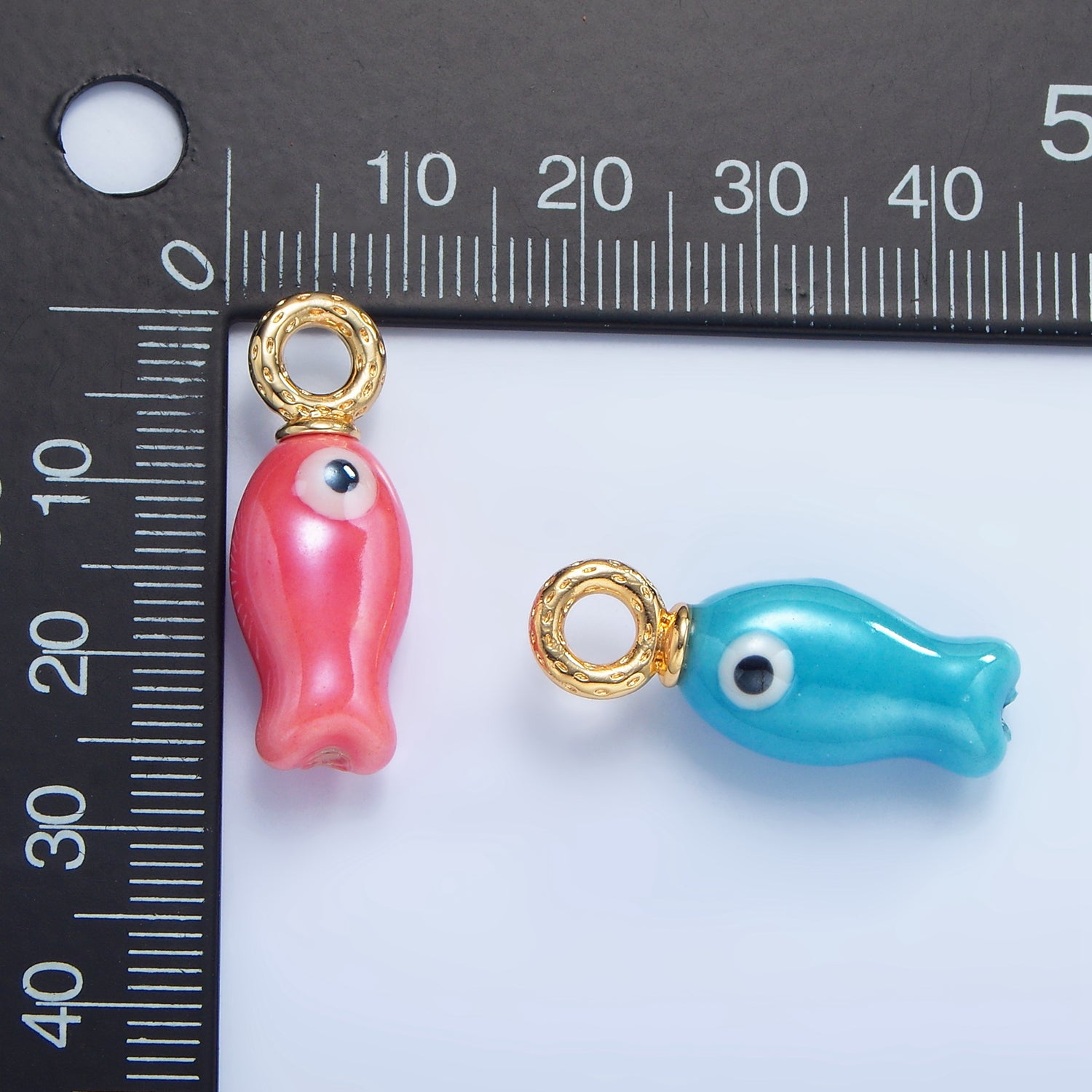16K Gold Filled 27mm Purple Ceramic Figurative Fish Charm | AF1274