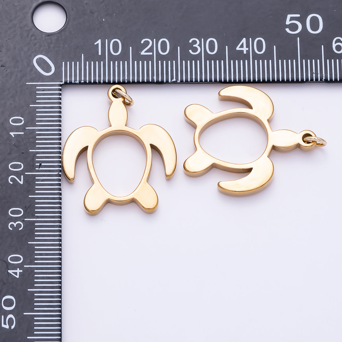 PVD Stainless Steel 27.5mm Turtle Tortoise Open Charm in Gold & Silver | Charms-01434 Charms-01435