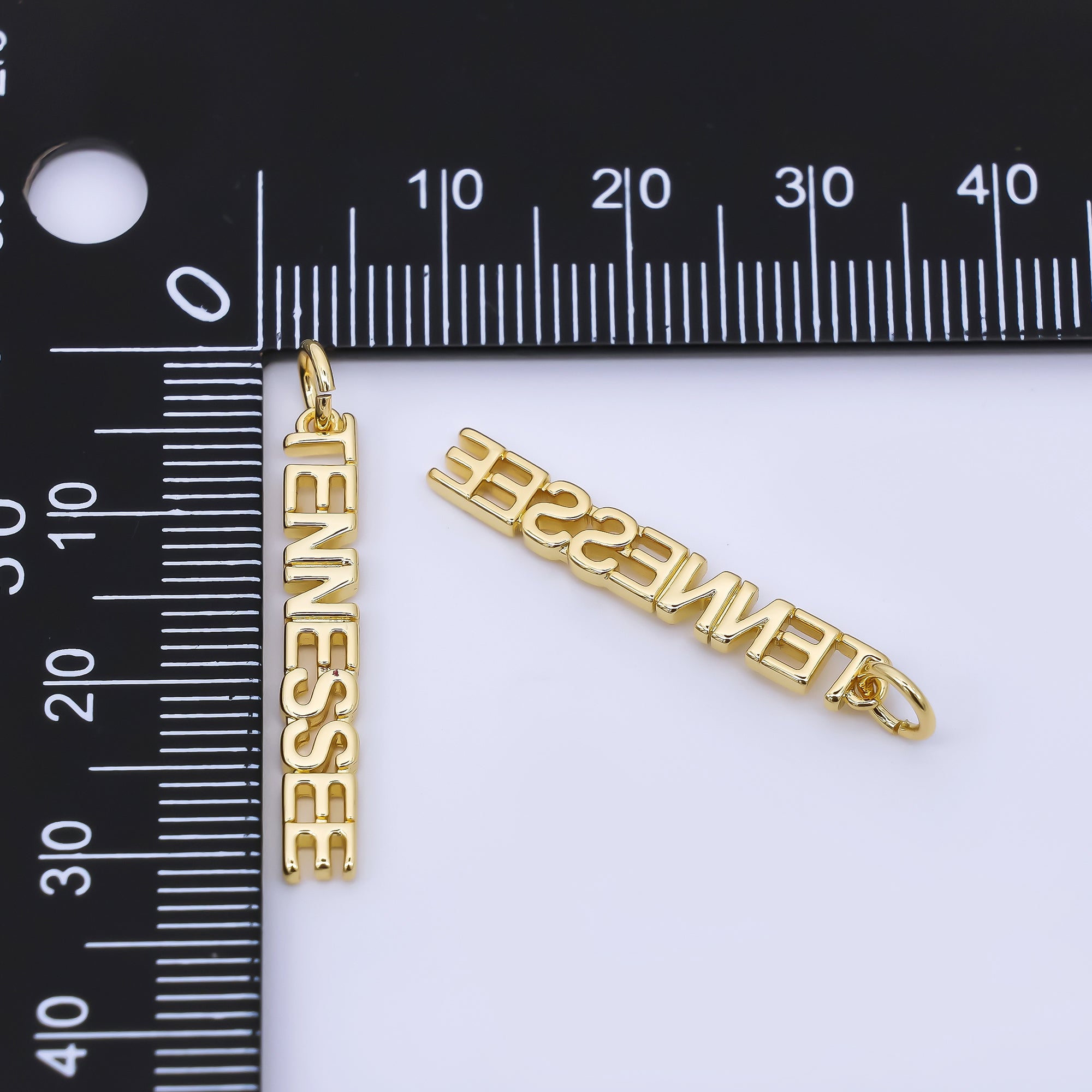 24K Gold Filled 27mm "TENNESSEE" City Script Charm | AF1244