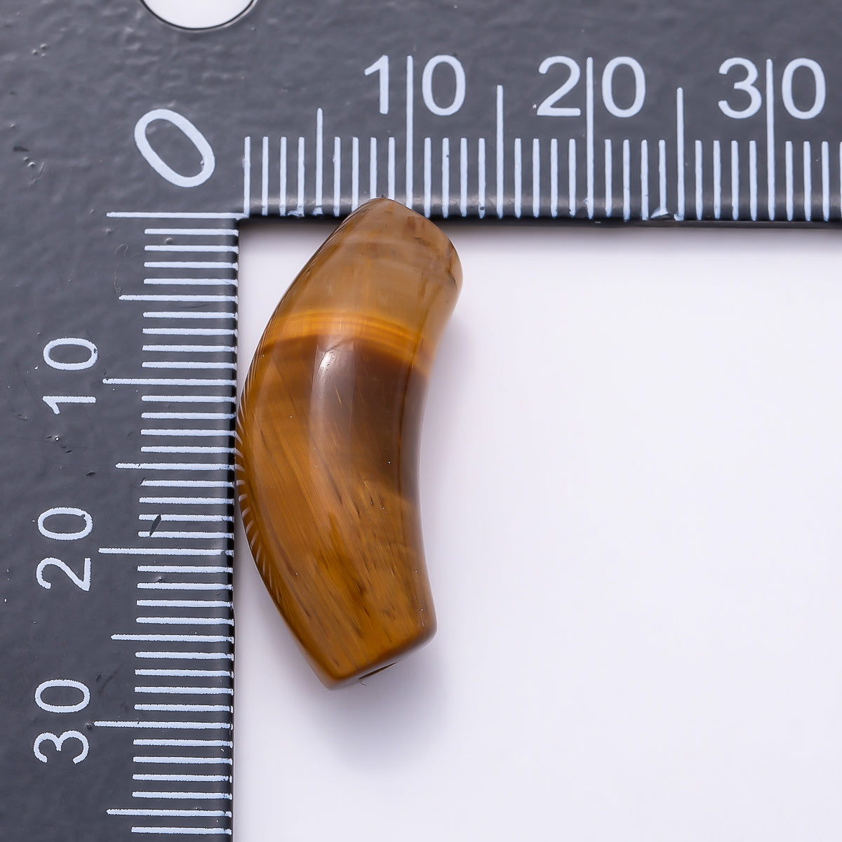 28mm x 12mm Tiger Eye, Aventurine Gemstone Slide Curved Tube Pendant | Beads-00529 Beads-00530