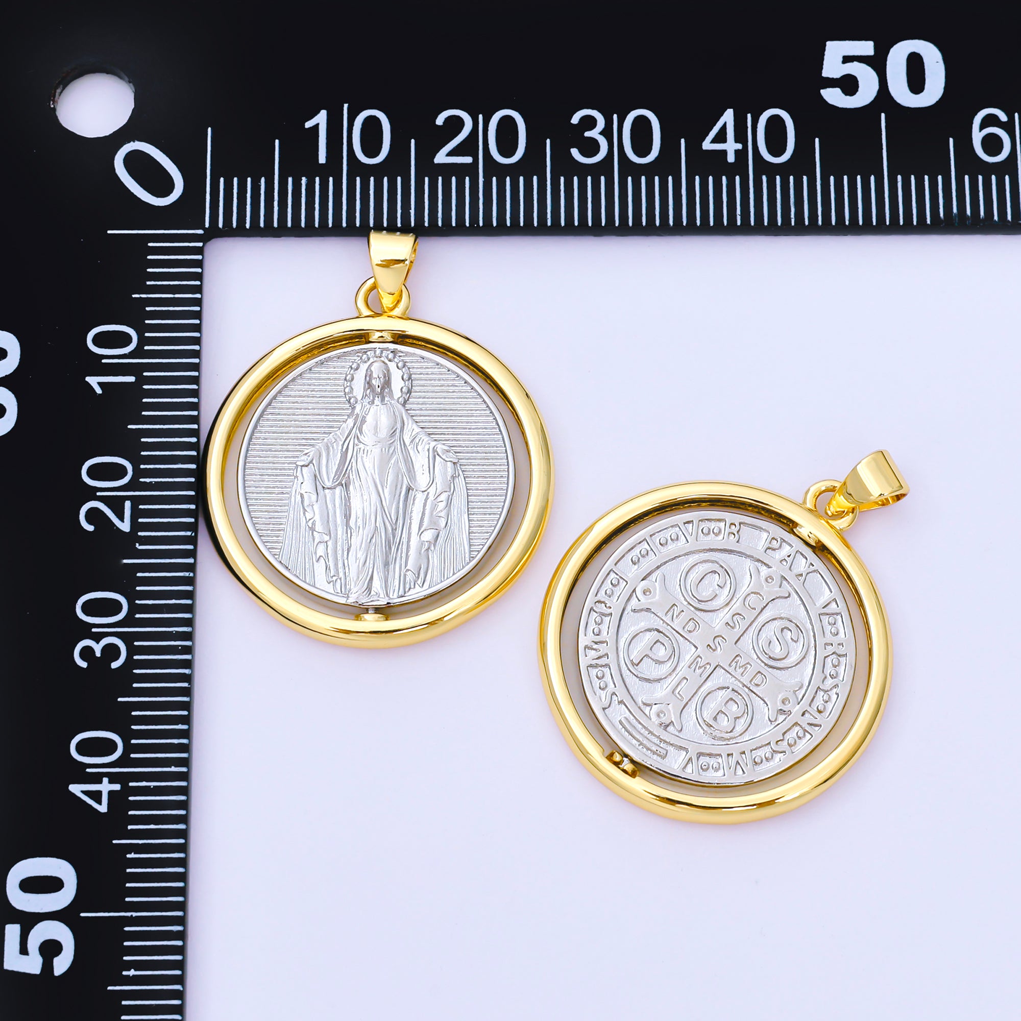 24K Gold Filled Mix Metal 28mm Virgin Mary Lady of Guadalupe Medallion Pendant | AA1565