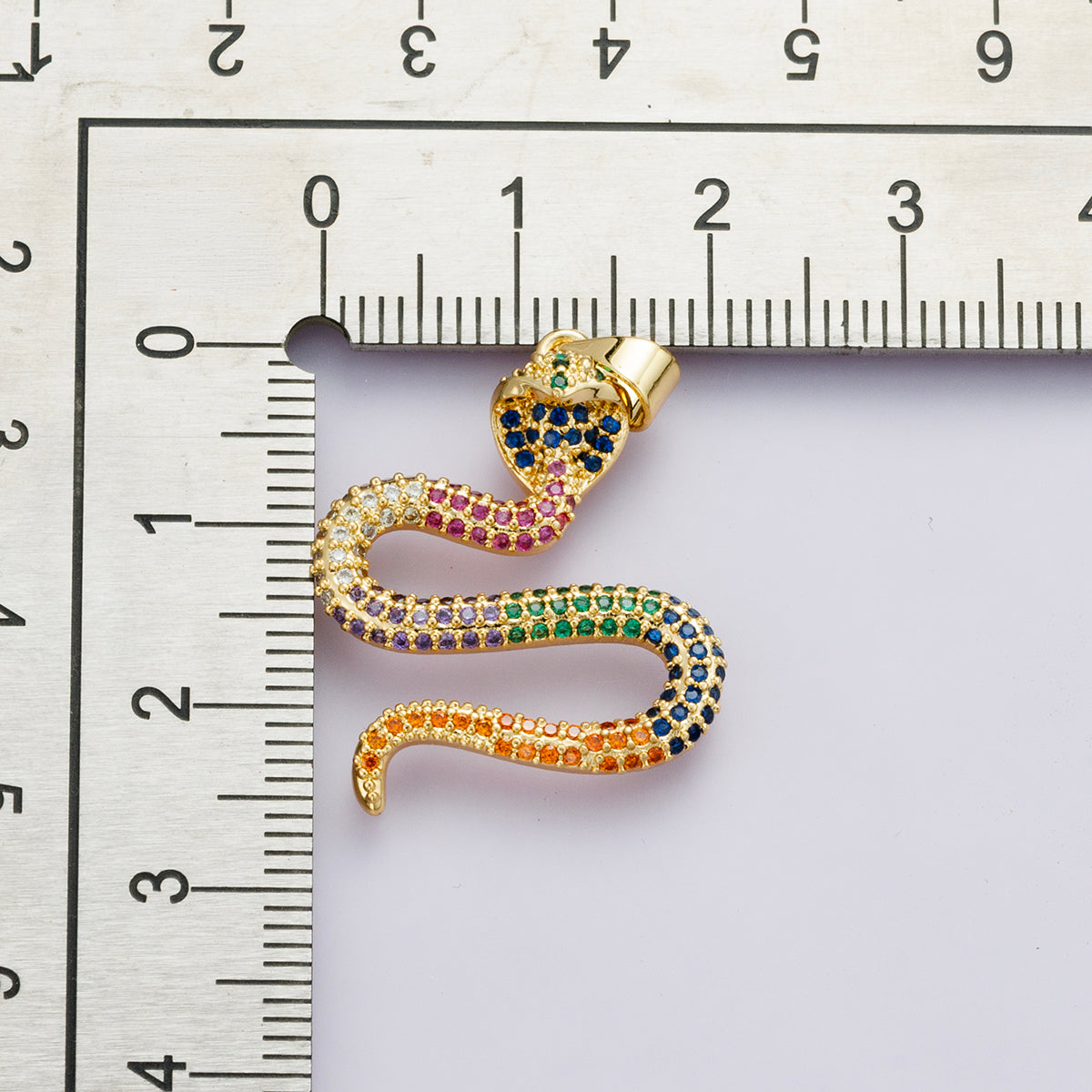 14K Gold Filled Clear, Multicolor Micro Paved CZ Serpent Snake Pendant | I00664 I00665