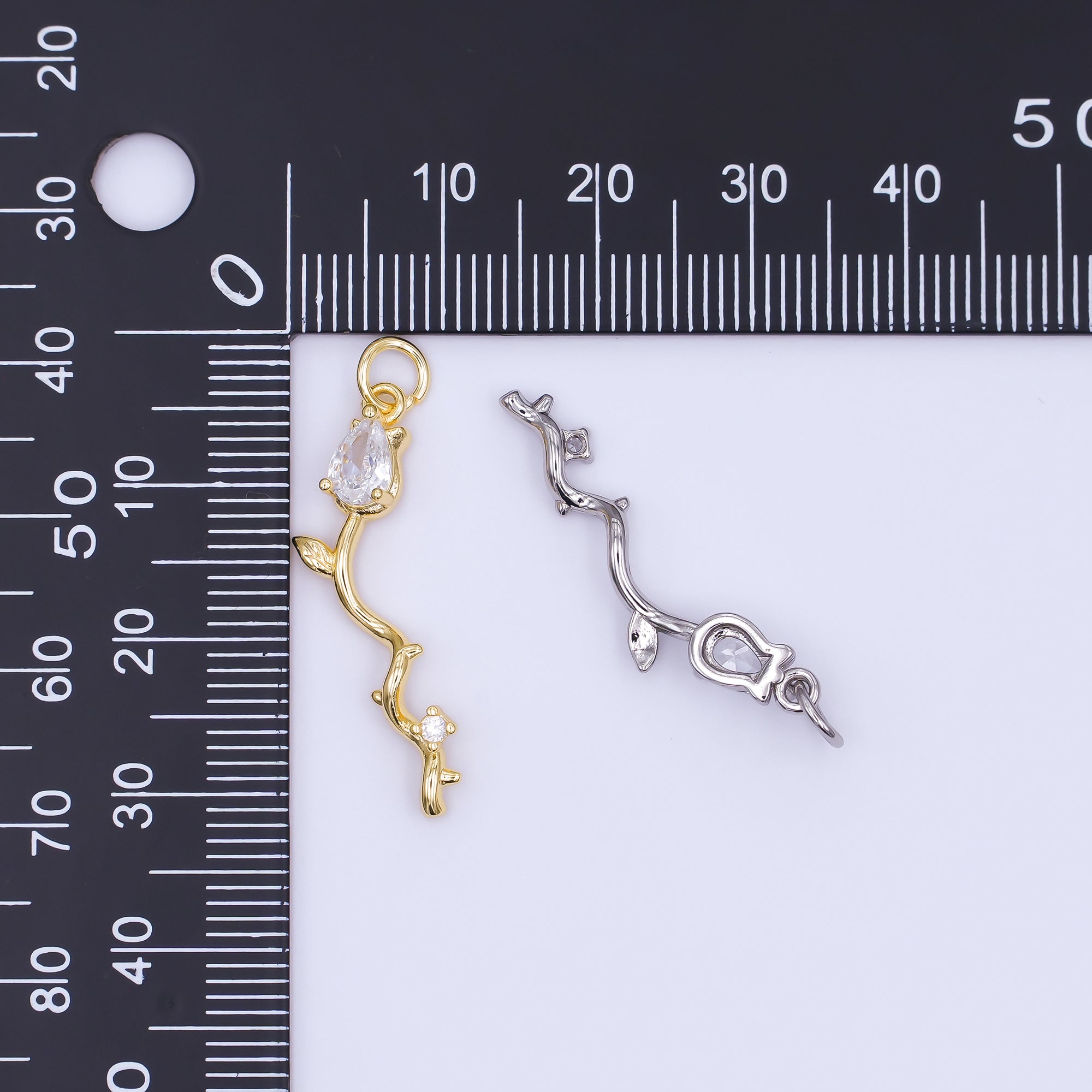 24K Gold Filled Marquise Tulip Flower Wavy Charm in Gold & Silver | AF473
