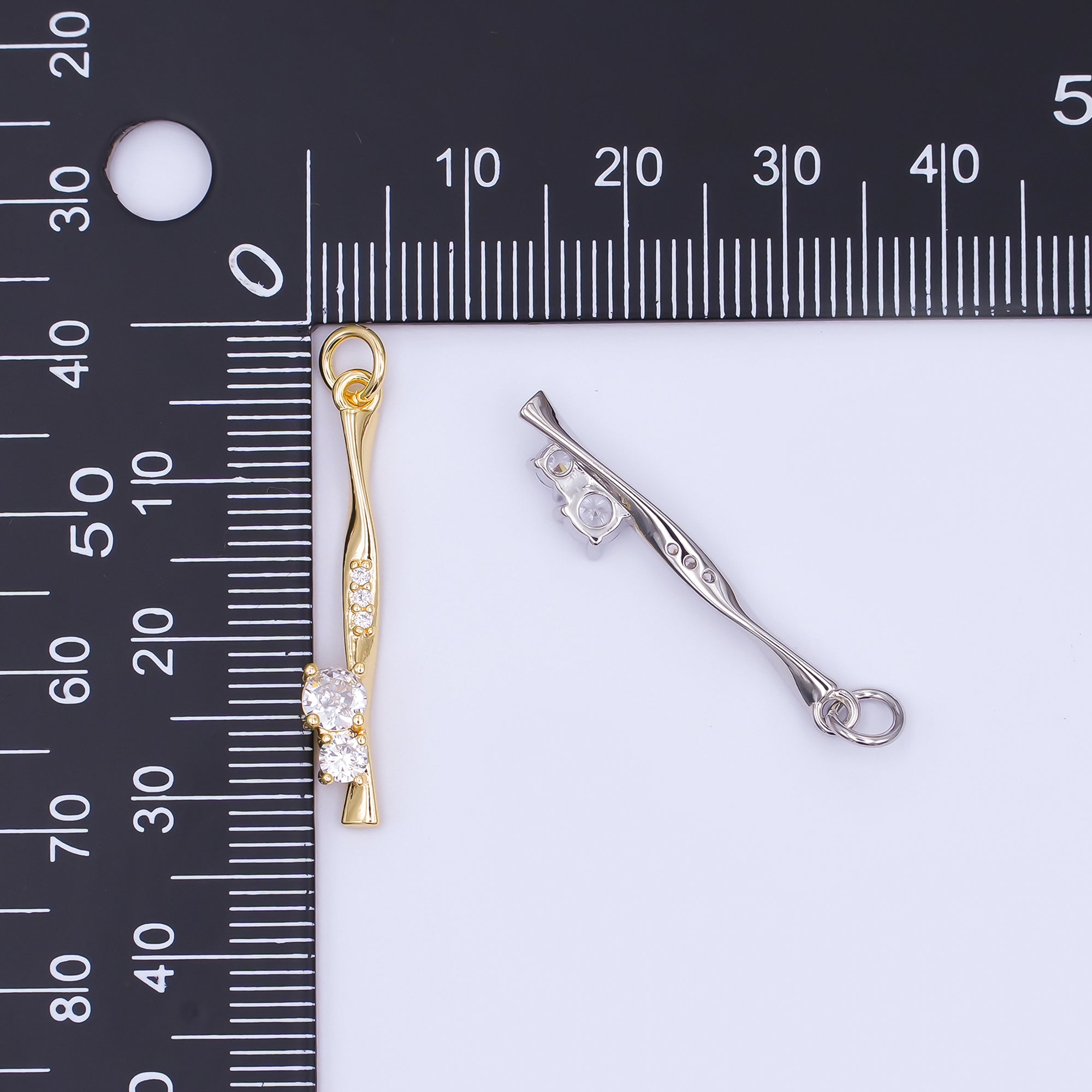24K Gold Filled Micro Paved CZ Molten Drip Charm in Gold & Silver | AF469