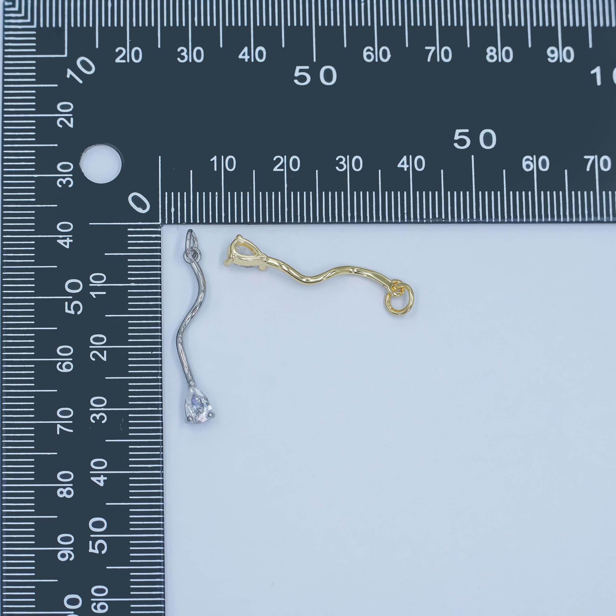 24K Gold Filled Teardrop CZ Molten Drip Charm in Gold & Silver | E181