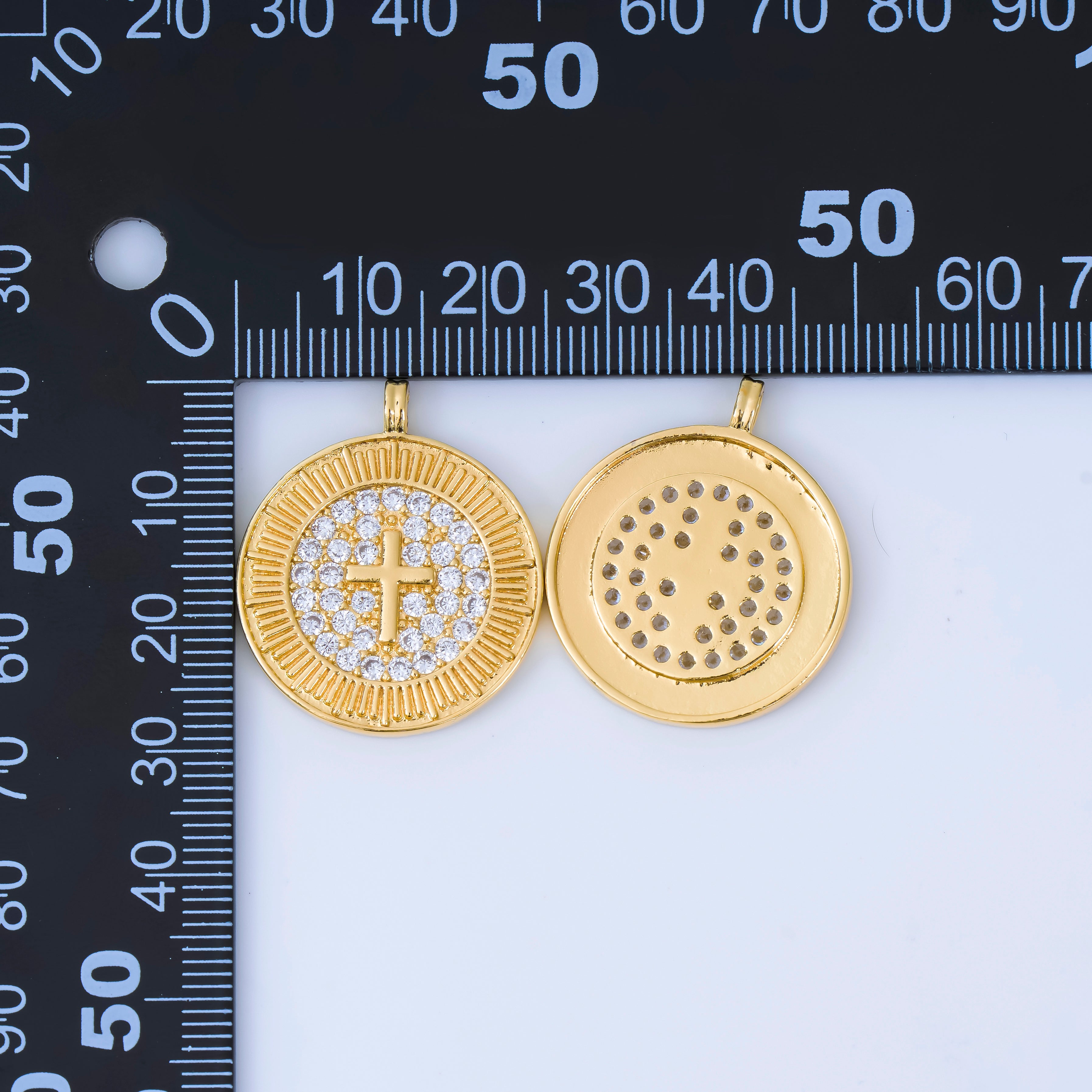 24K Gold Filled 29mm Micro Paved CZ The Messiah Cross Medallion Pendant | AA-1606