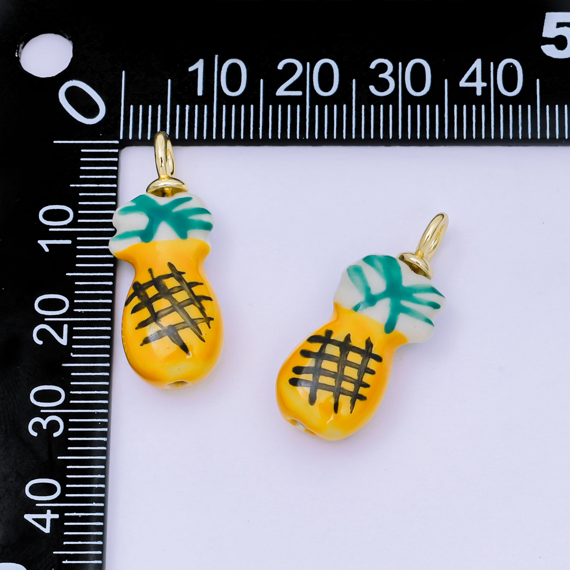 24K Gold Filled 29mm Pineapple Ceramic Drop Pendant | C668