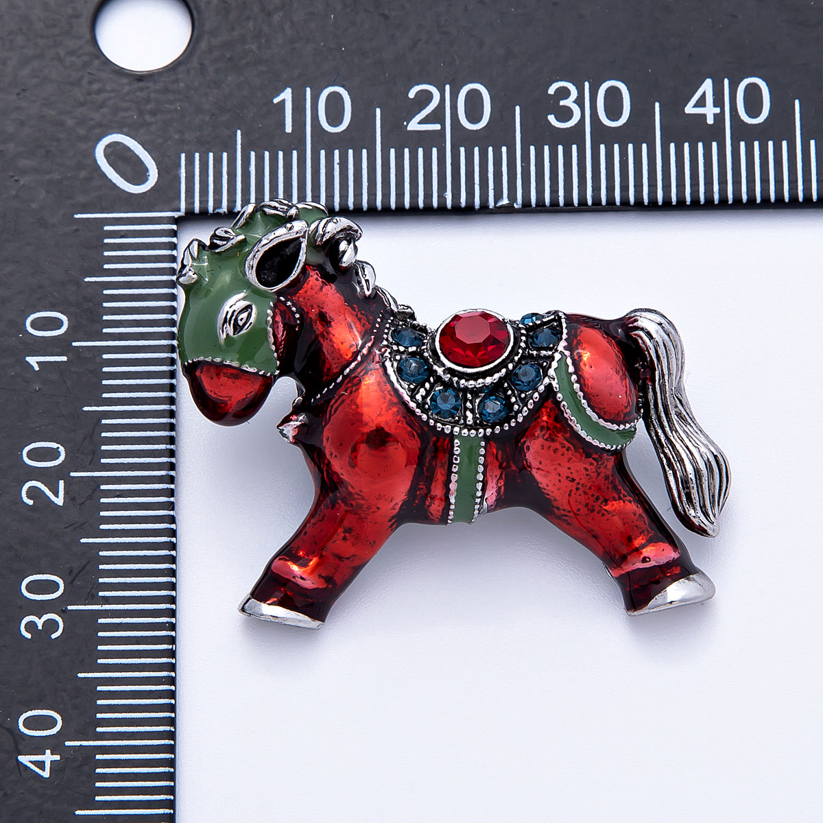 Vintage Silver 40mm x 29mm Red Army Horse Animal Pin Brooch | BH-104