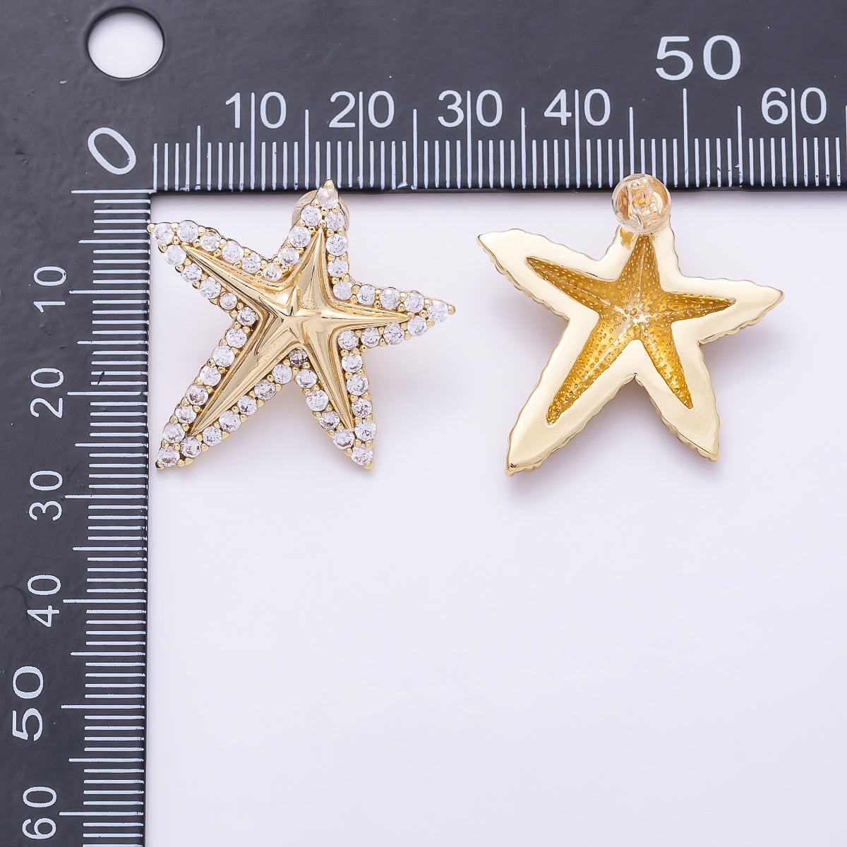 16K Gold Filled 29mm Micro Paved CZ Pentagram Statement Stud Earrings in Gold & Silver | Earrings-00866 - Earrings-00867