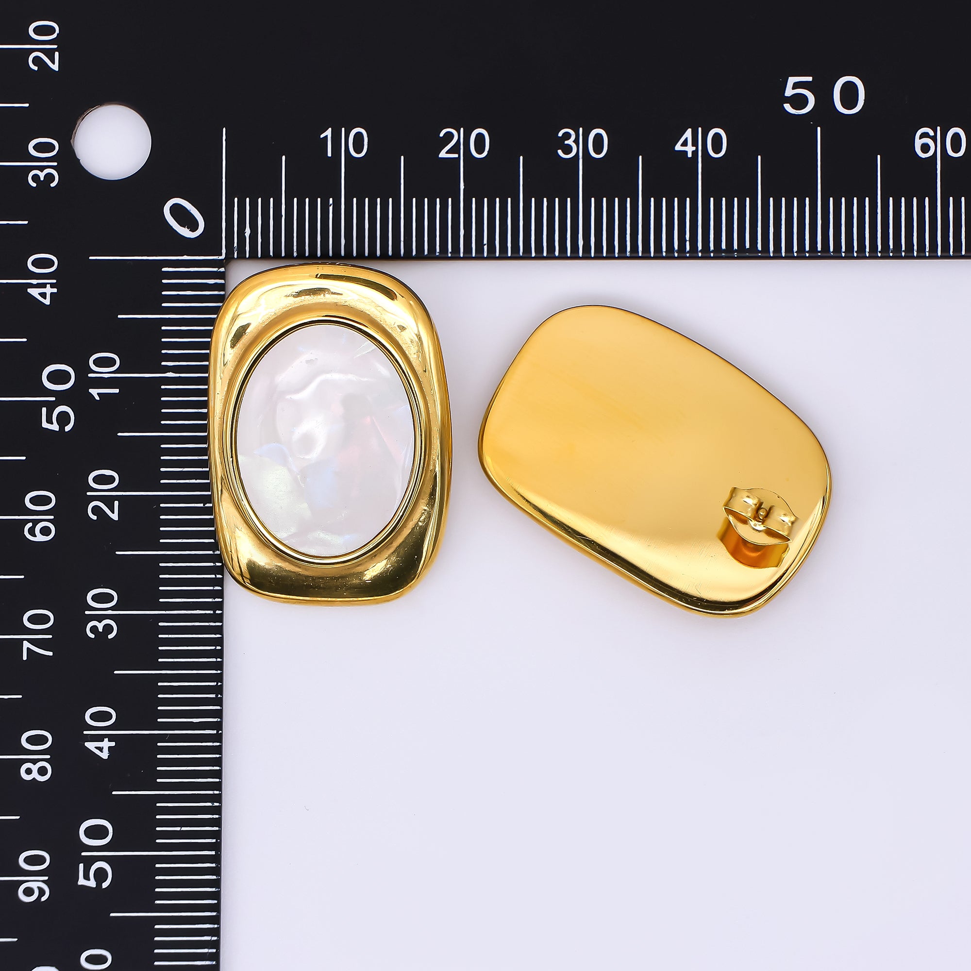 24K Gold Filled Shell Pearl Abstract Modern Stud Earrings in Gold & Silver | AJ-089 AJ-090