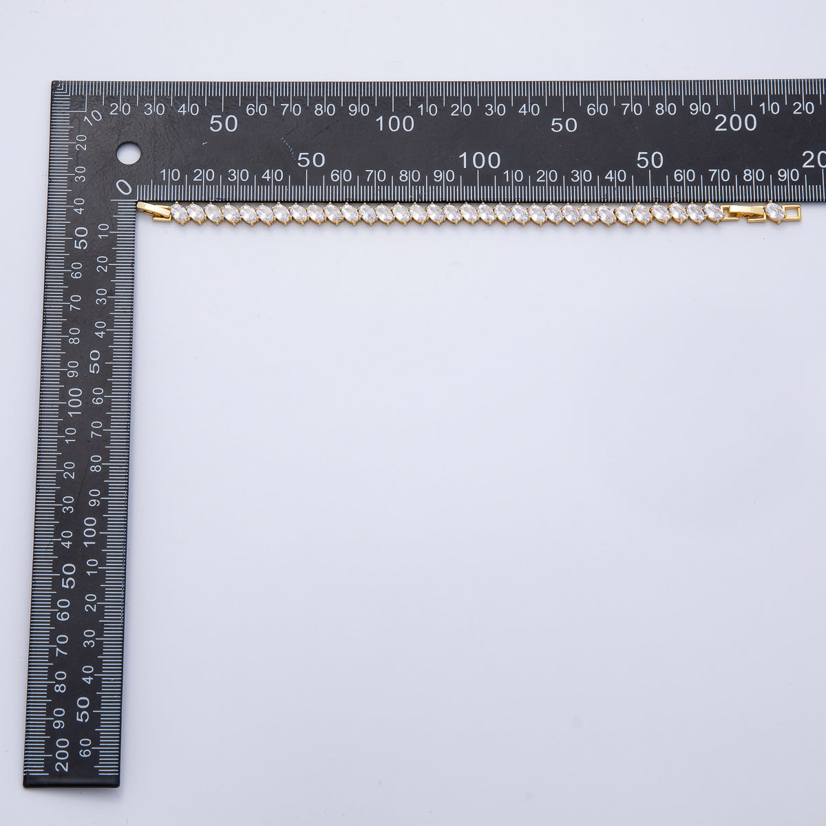 18K Gold Filled 6mm Sideway Clear Oval CZ Tennis Chain Adjustable Bracelet | WA-3883