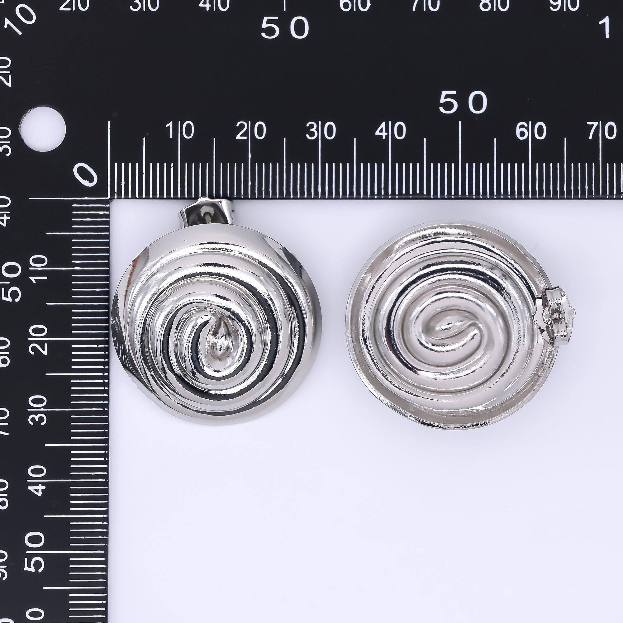 24K Gold Filled 30mm Spiral Round Studs Earrings in Gold & Silver | AJ087 AJ088
