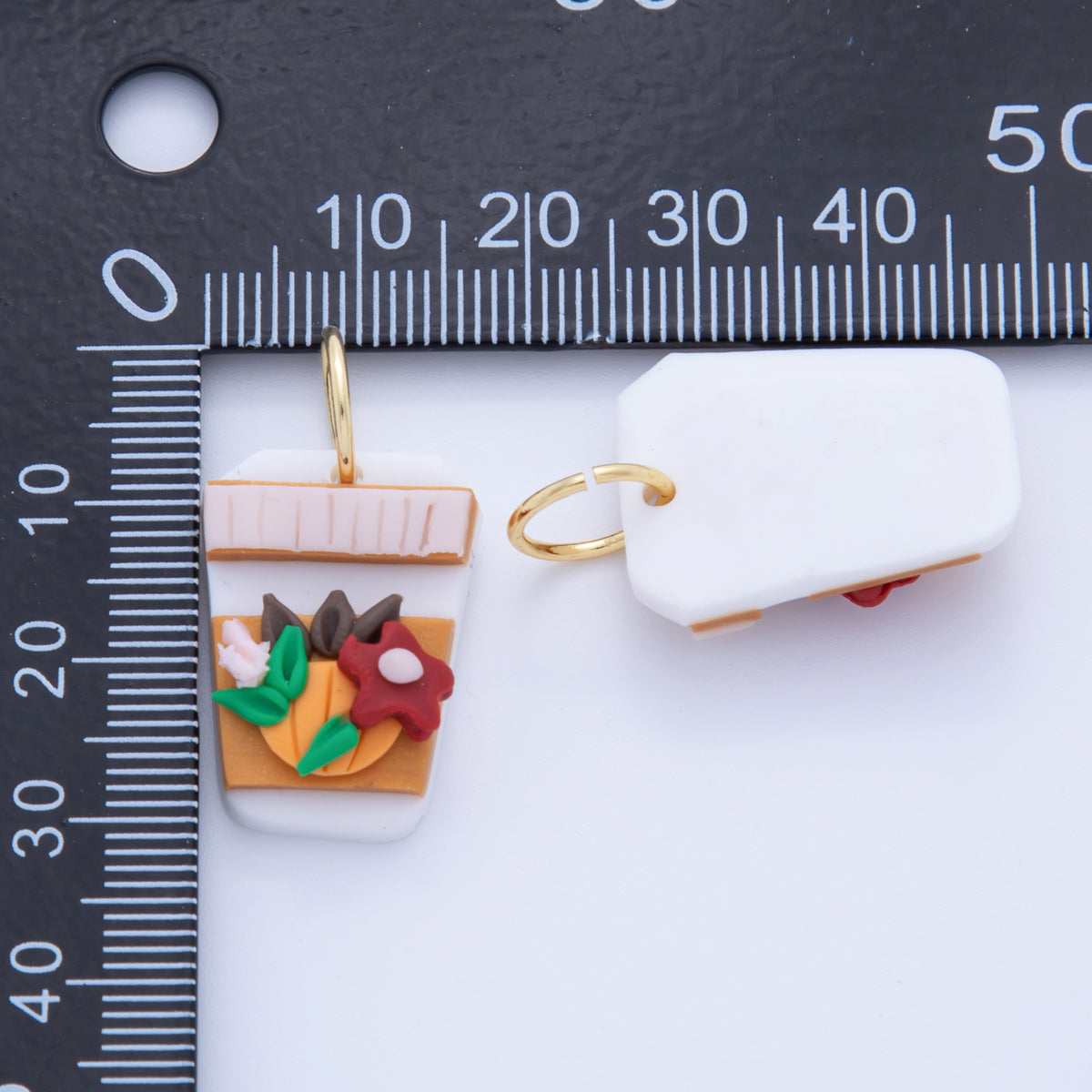 18K Gold Filled Multicolor Fruit Drink Polymer Clay Charm | AF375