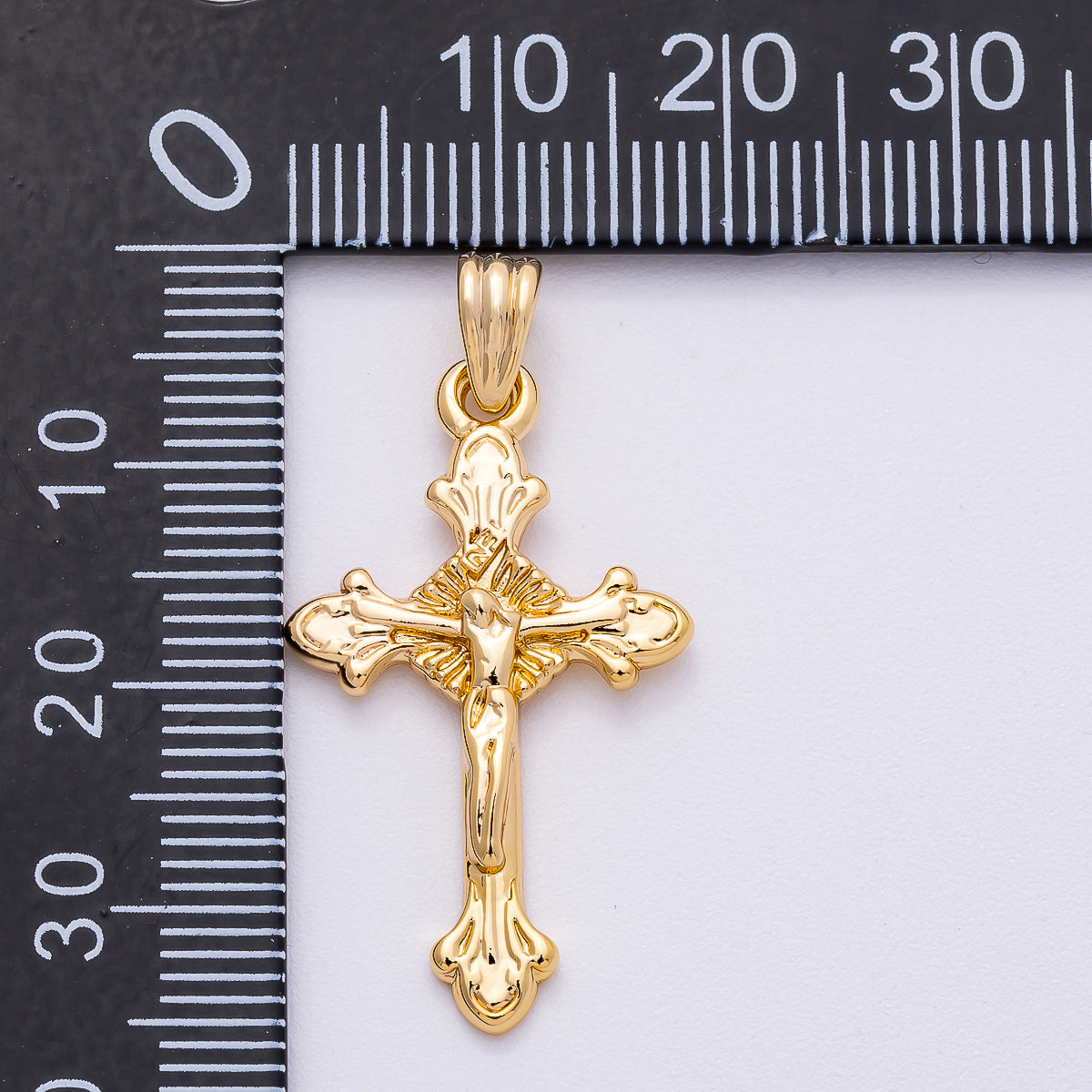 24K Gold Filled Religious Crucifix Fleur Cross Pendant in Gold & Silver | AA1609