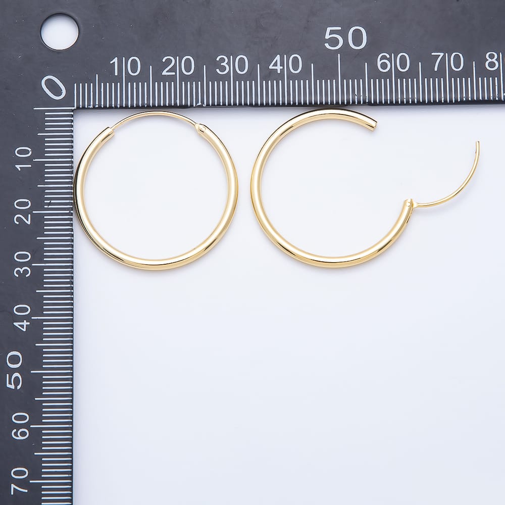 16K Gold Filled 30mm Minimalist Endless Sleeper Hoop Earrings in Gold & Silver | Earrings-01247 Earrings-01248
