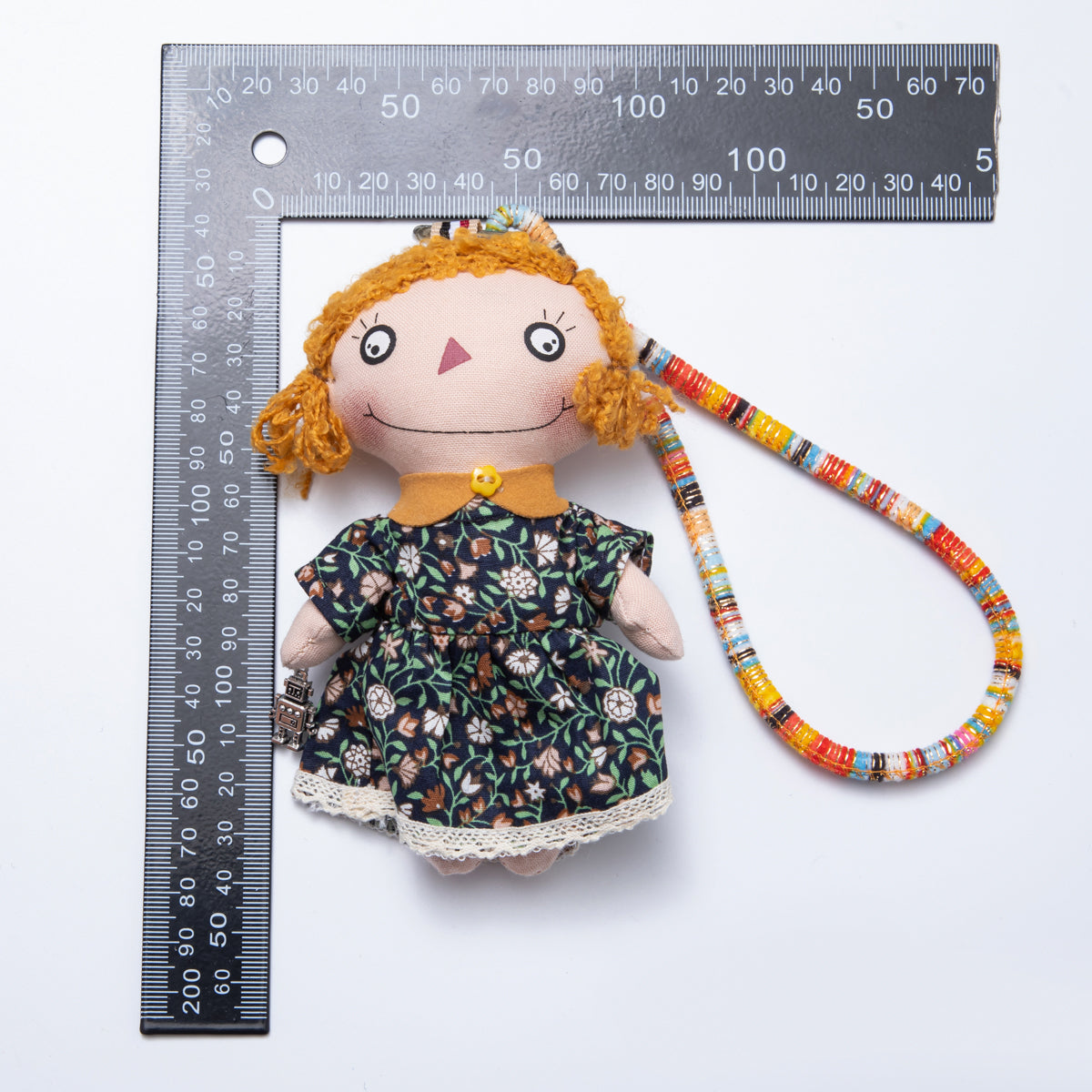 Cute Rag Doll Girl with Green Dress Bag Charm Backpack Accessory Keychain WB-00060