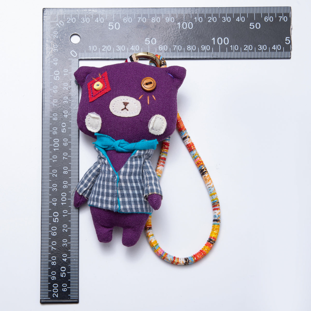 Handmade Fabric Bear Bag Charm Keychain Purse Accessory Ornament WB-00046