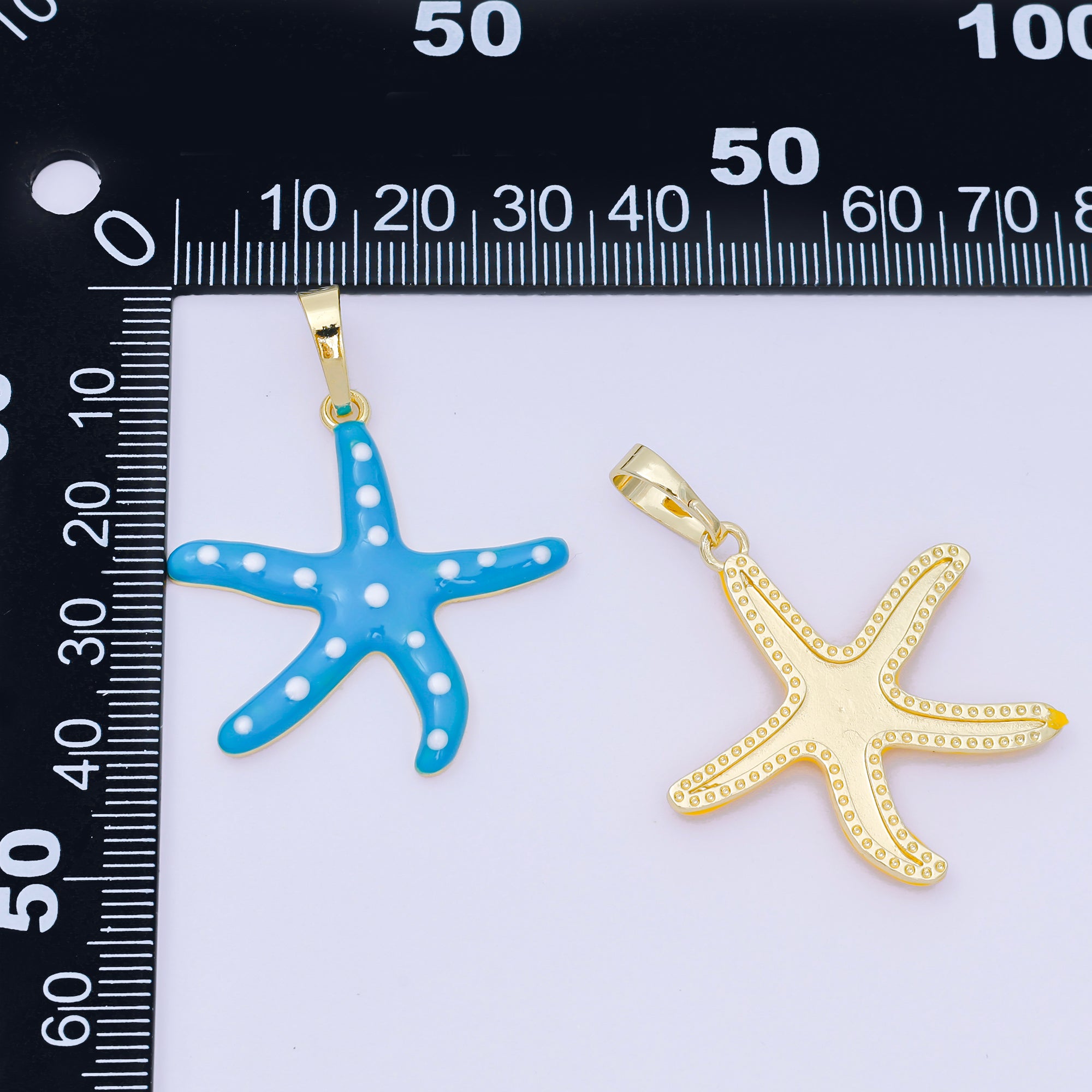 24K Gold Filled 32mm Colorful Enamel Art Sea Starfish Pendant | AA-1586 - AA-1588