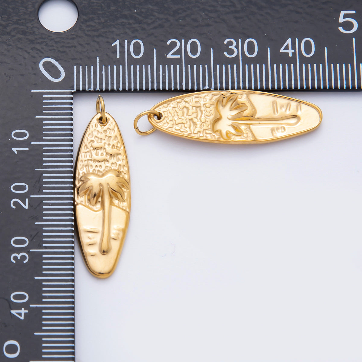 Stainless Steel 33.5mm Hawaiian Surfer Nautical Palm Tree Charm | C-066