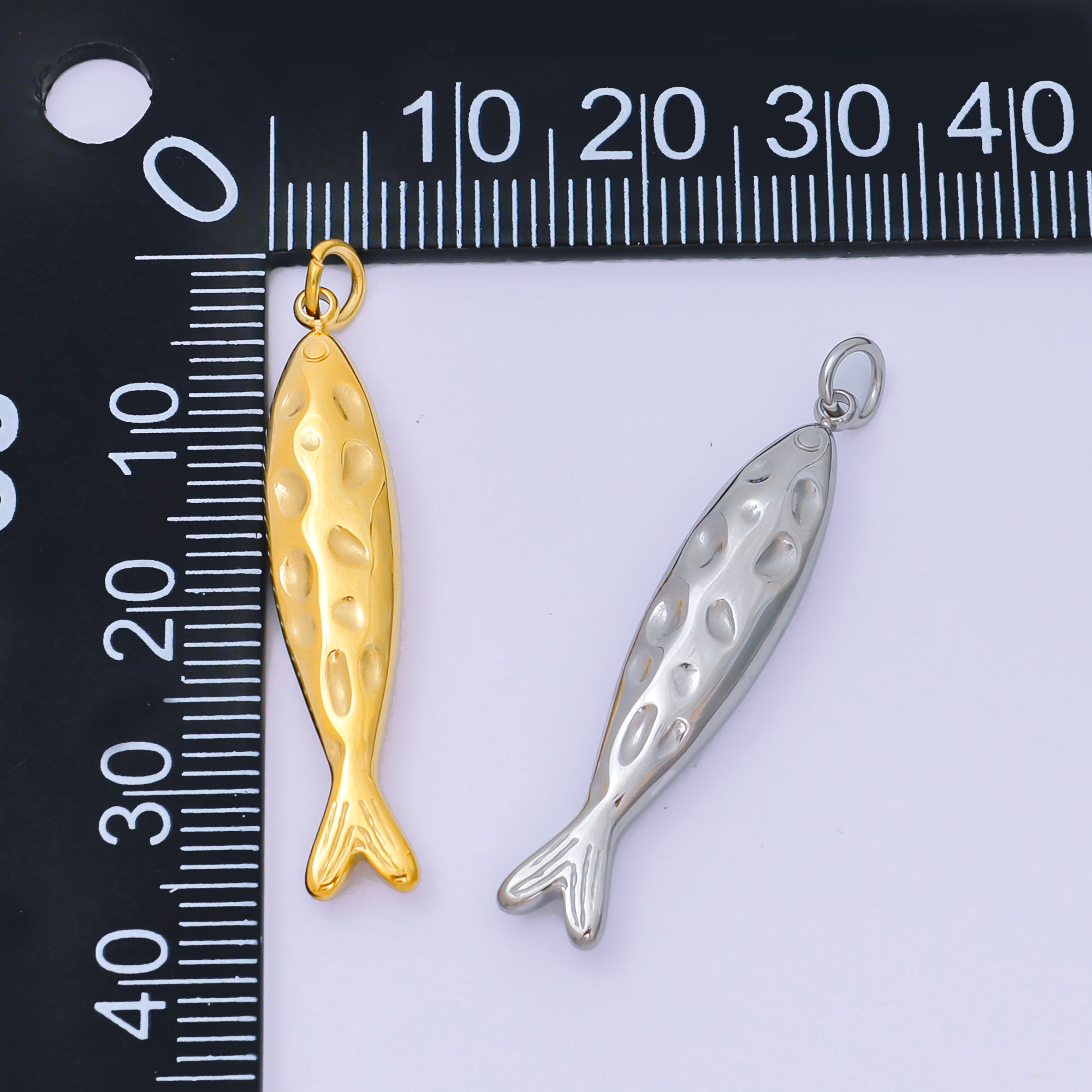 Stainless Steel 33.5mm Sardine Sea Fish Animal Charm in Gold & Silver | J-470