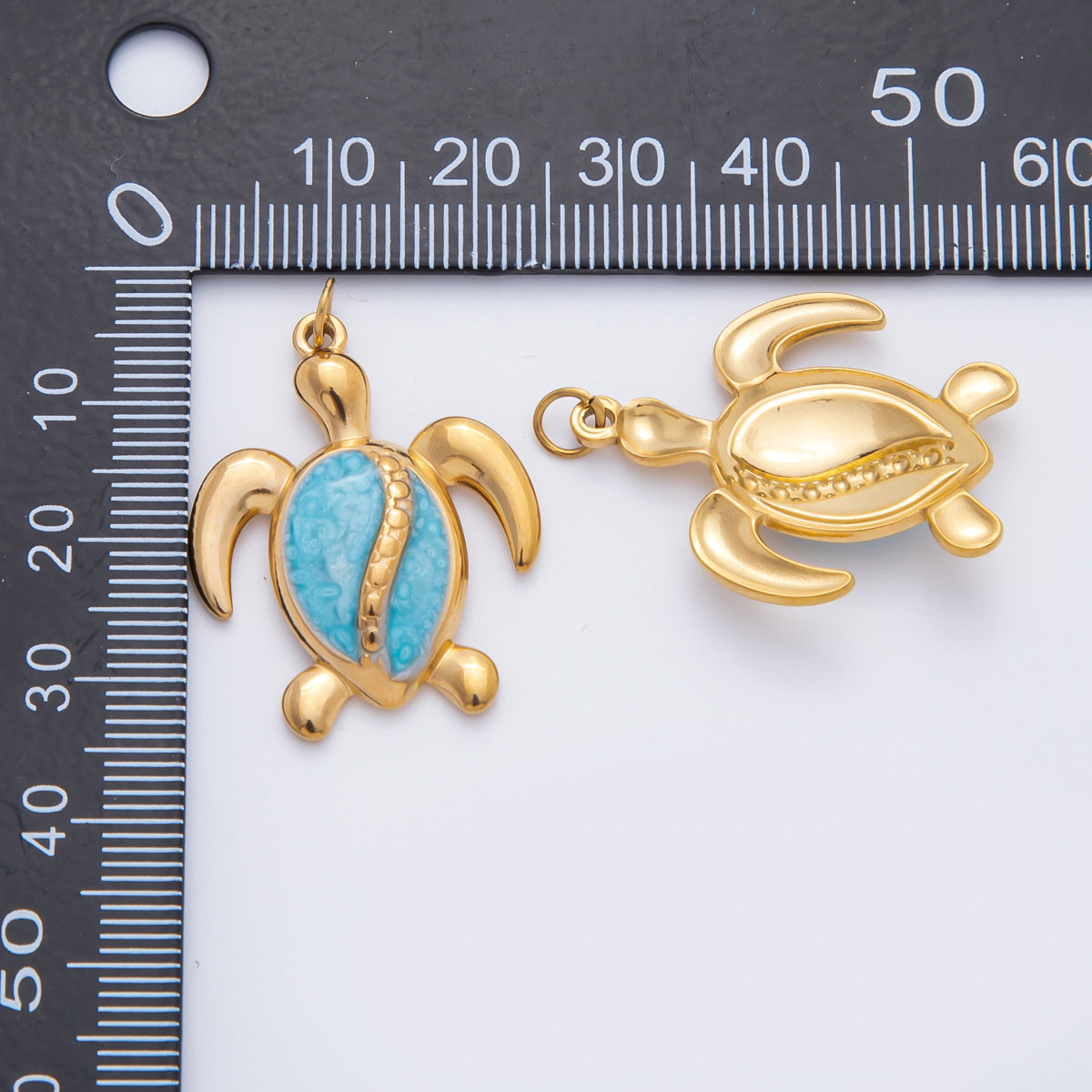 Stainless Steel 34mm Pink, Blue Enamel Turtle Tortoise Animal Charm | C201