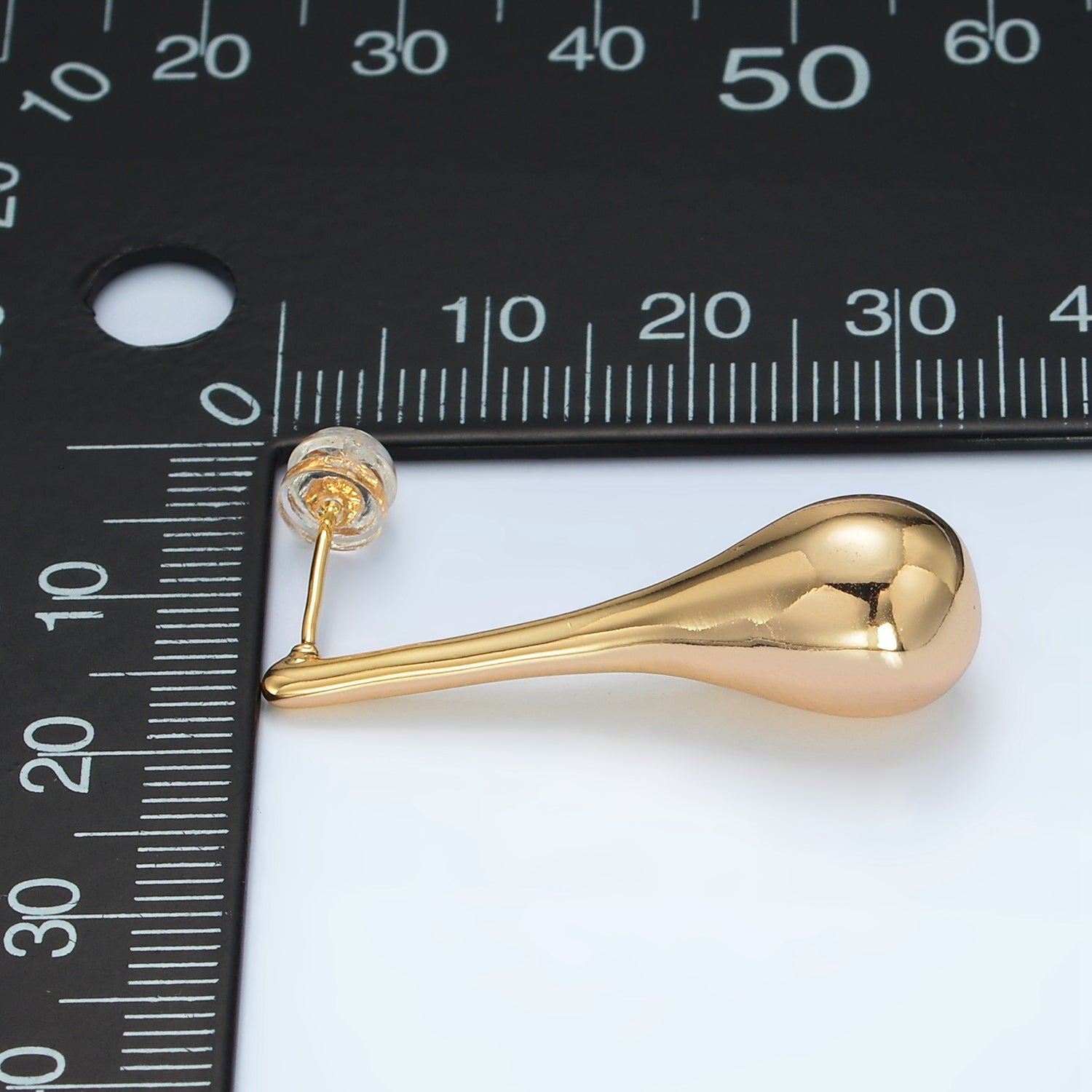 24K Gold Filled 34mm Teardrop Molten Drop Stud Earrings in Gold & Silver | AD590 AD591