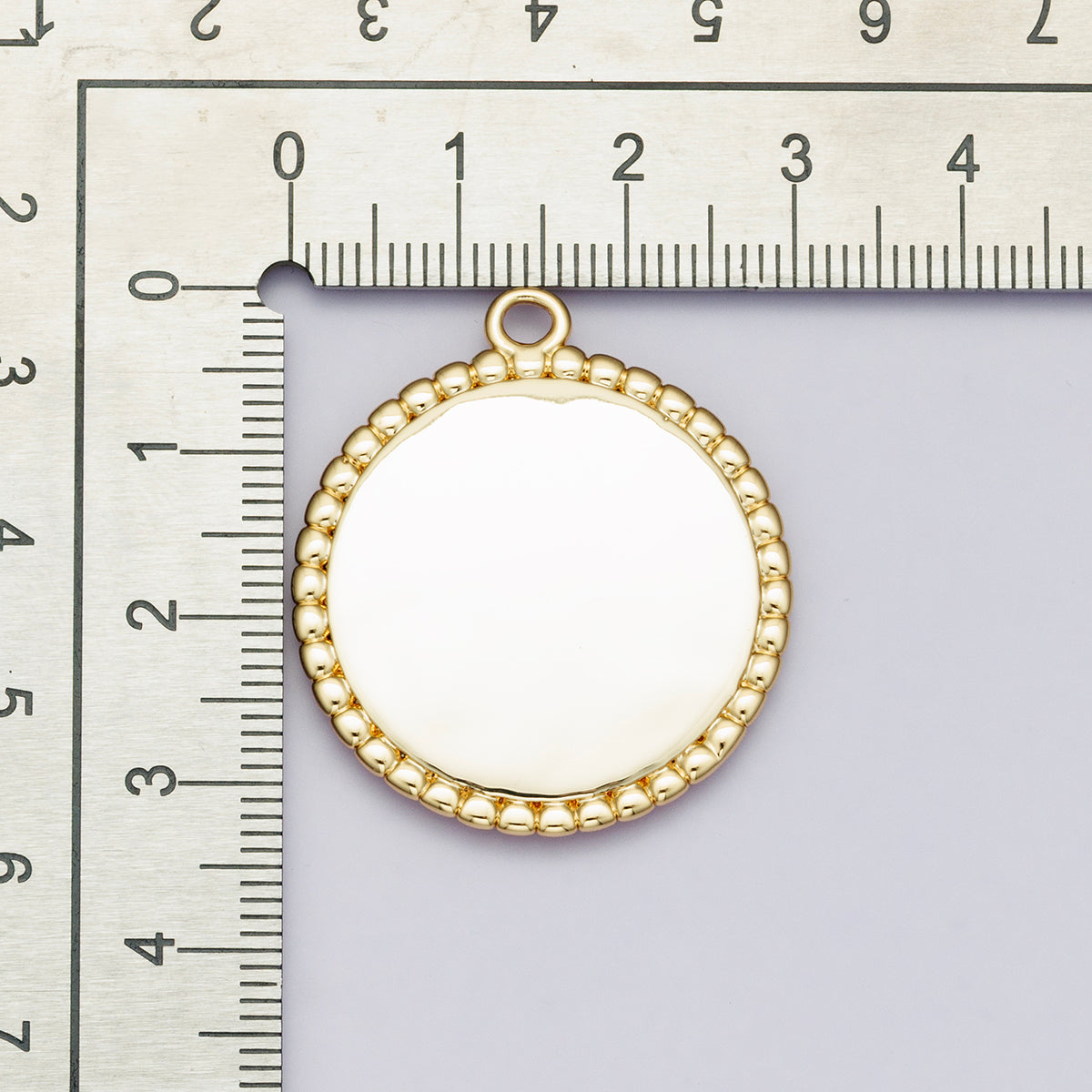 18K Gold Filled 33mm Minimalist Croissant Round Charm | Charms-00208