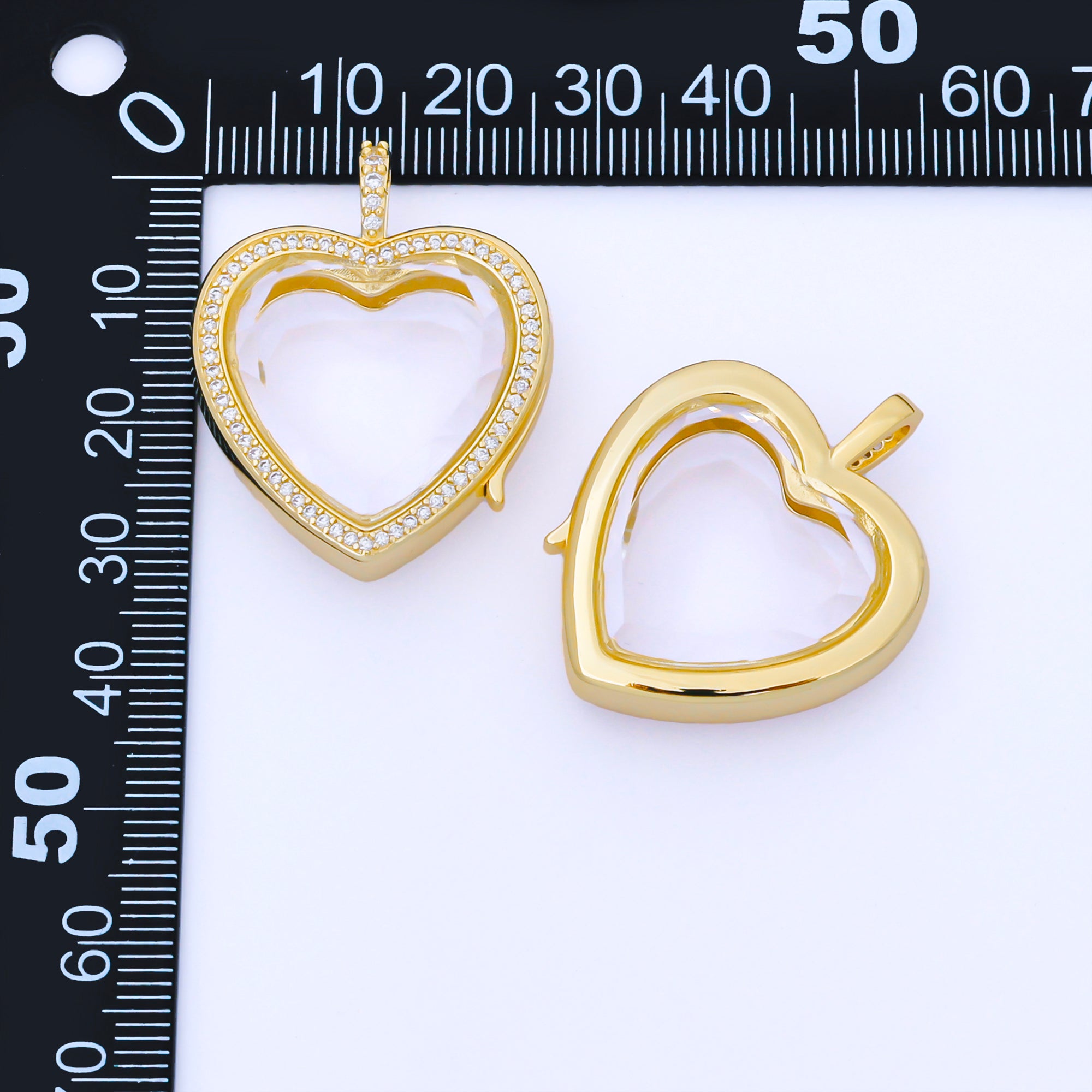 New CZ Heart Locket Necklace Clear Glass Crystal Container Locket Gold Gemstone Pendant Necklace Fillable Jewelry for Crystal Jewelry Making Supply AA1672