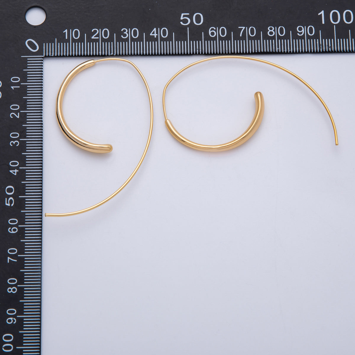 18K Gold Filled 34mm Minimalist Spiral Curl C-Shaped French Hook Earrings | EARRINGS-00184