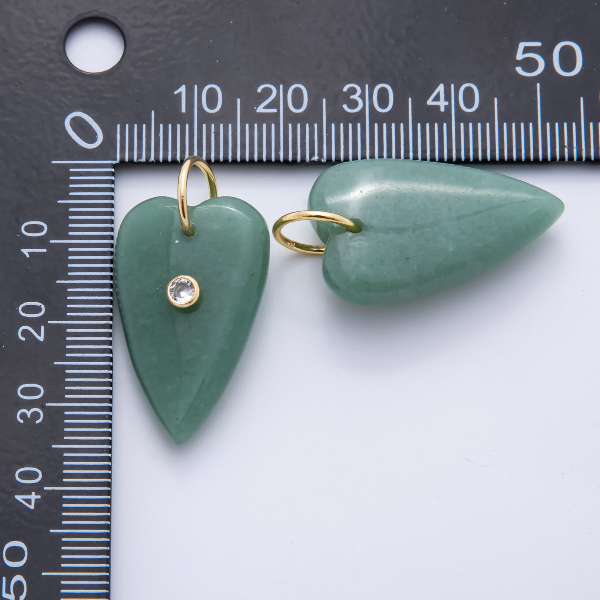 18K Gold Filled 35mm Carnelian, Aventurine, Quartz Long Heart Gemstone Charm | AH890 AH891
