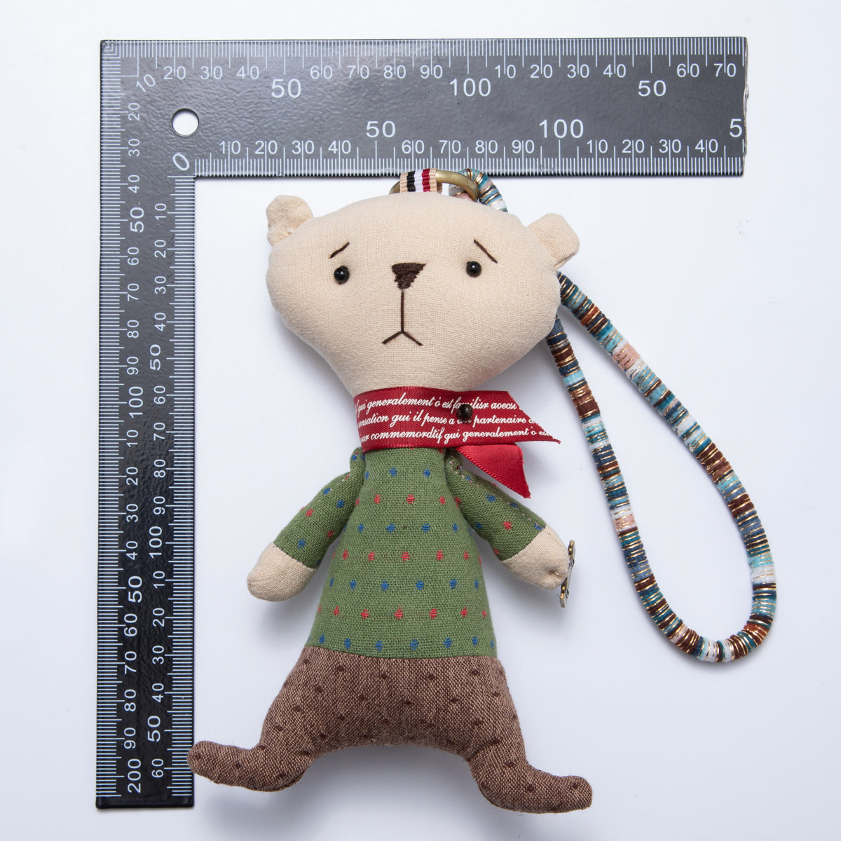 Handmade Fabric Emotional Bear Bag Charm Backpack Accessory Soft Plushie Keychain WB-00052