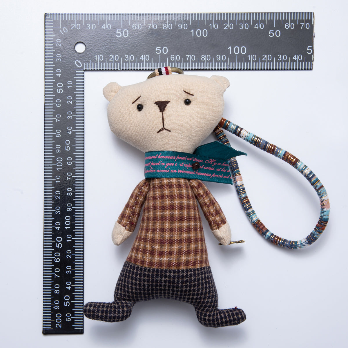 Handmade Fabric Emotional Bear Bag Charm Backpack Accessory Soft Plushie Keychain WB-00052