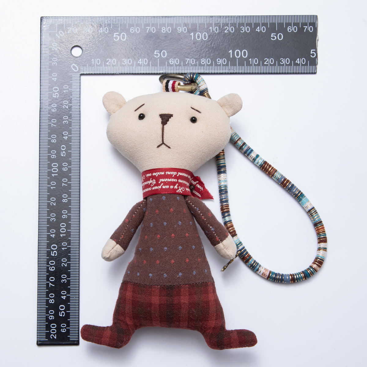 Handmade Fabric Emotional Bear Bag Charm Backpack Accessory Soft Plushie Keychain WB-00052