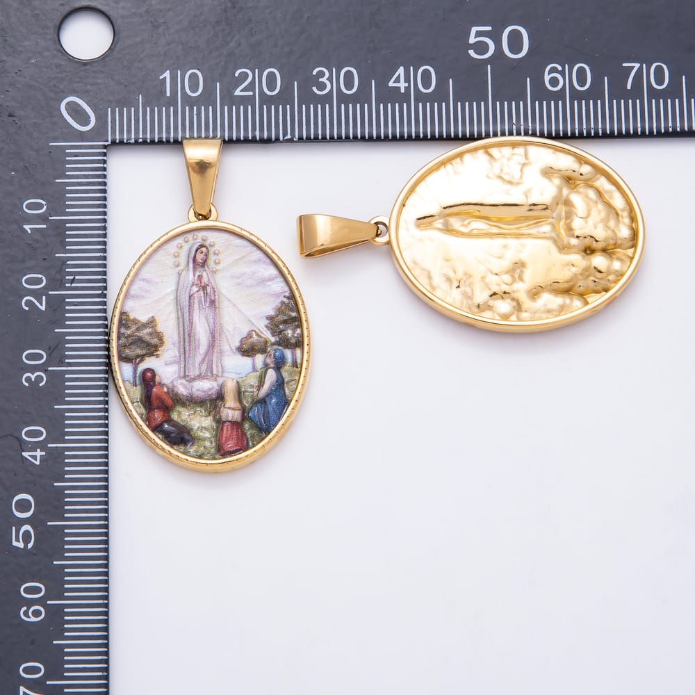 PVD Stainless Steel 36mm Our Lady of Guadalupe Virgin Mary Medallion Pendant | Charms-02101