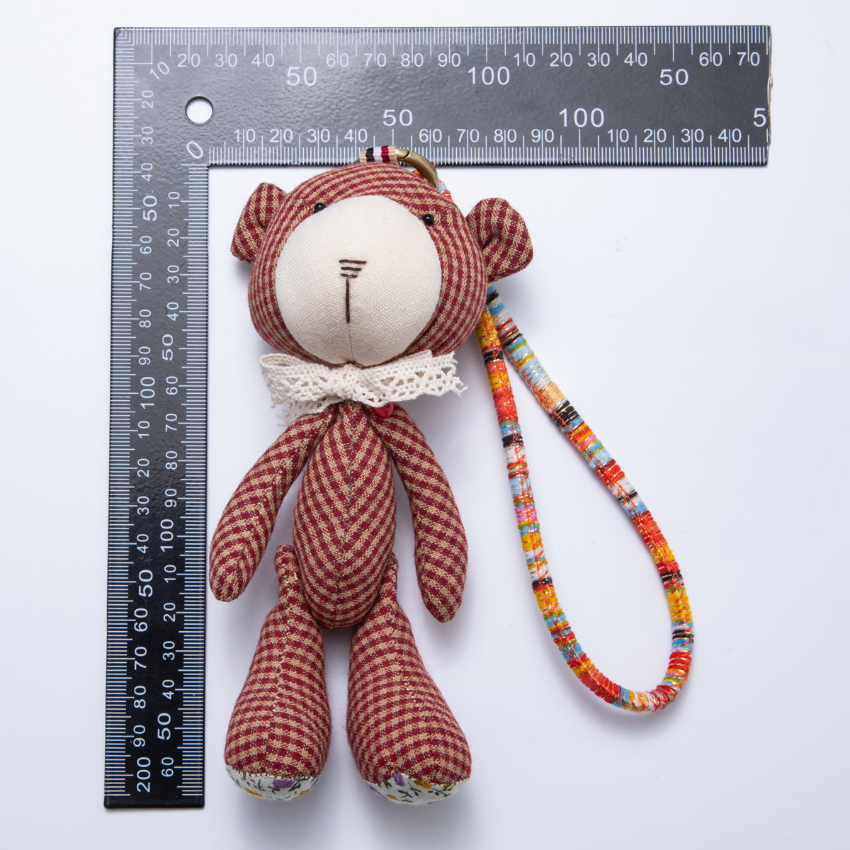 Handmade Fabric Cute Teddy Bear Bag Charm Keychain Backpack Accessory Ornament WB-00049