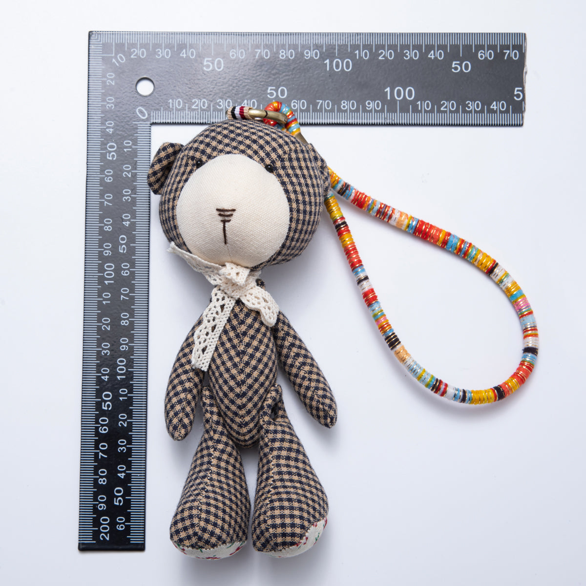 Handmade Fabric Cute Teddy Bear Bag Charm Keychain Backpack Accessory Ornament WB-00049