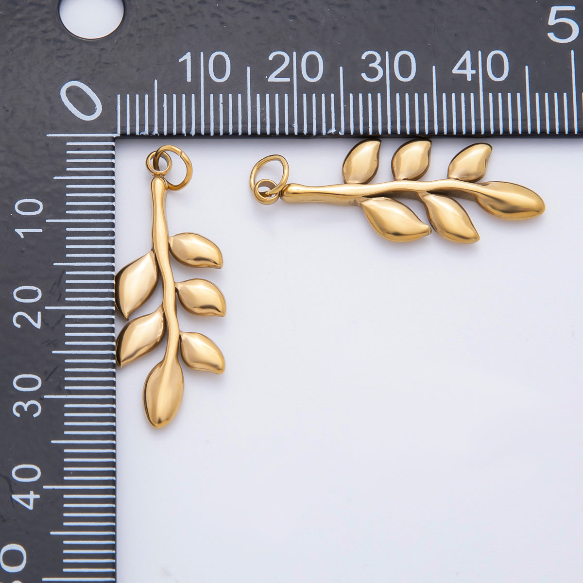 Stainless Steel 35mm Olive Branch Foliage Leaf Plant Minimalist Charm | C-111