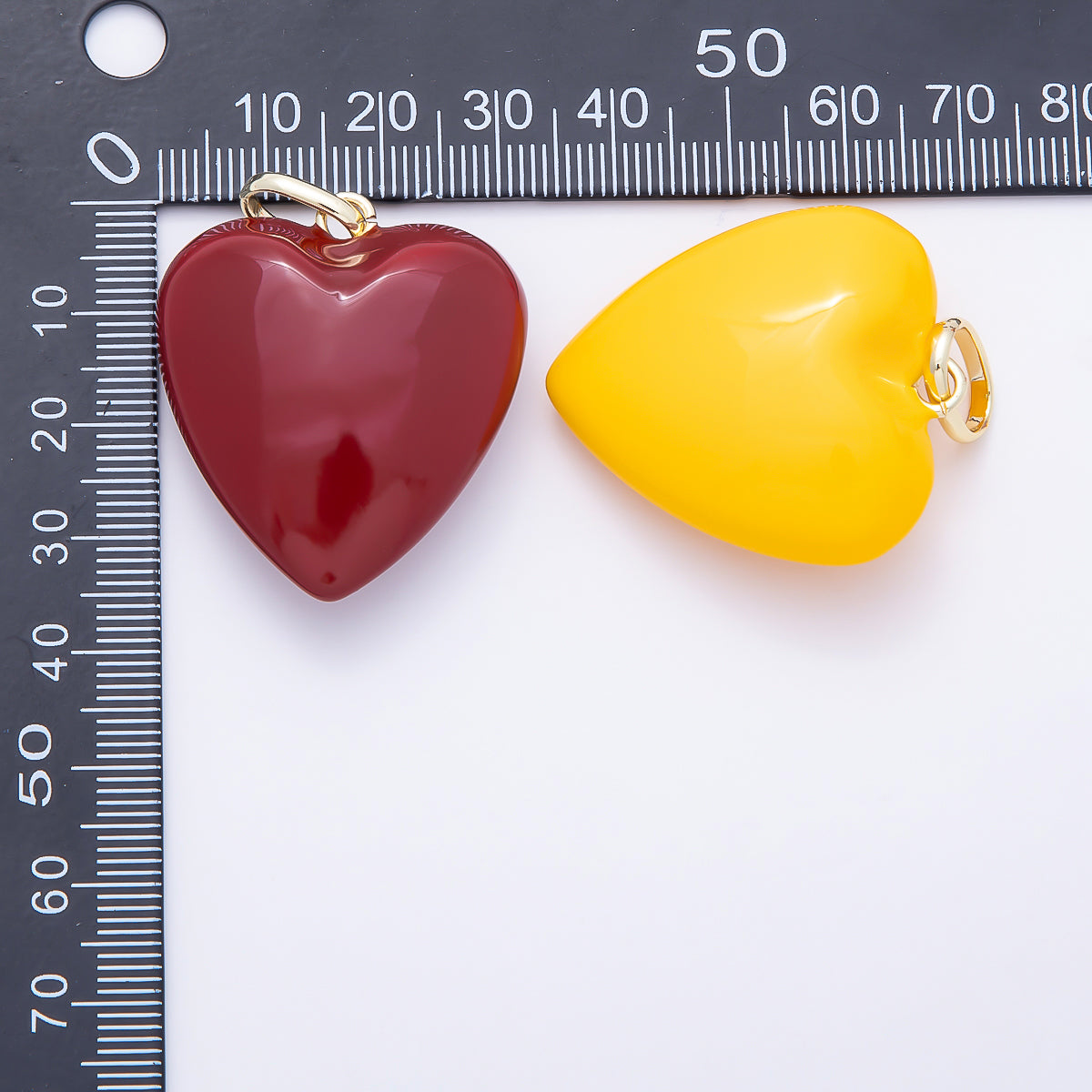 16K Gold Filled 36mm Colorful Glossy Enamel Puffy Heart Pendant | Charms-01668 - Charms-01675