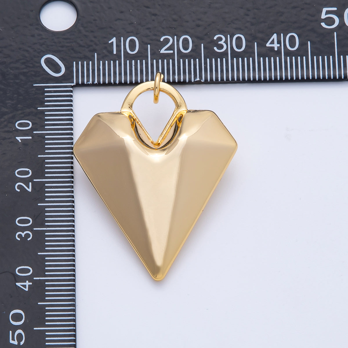 18K Gold Filled 38mm Geometric 3D Multidimensional Puffy Heart Charm | AK122