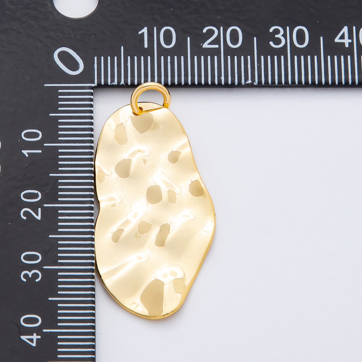 18K Gold Filled 39mm Hammered Organic Shape Charm | N-A1527
