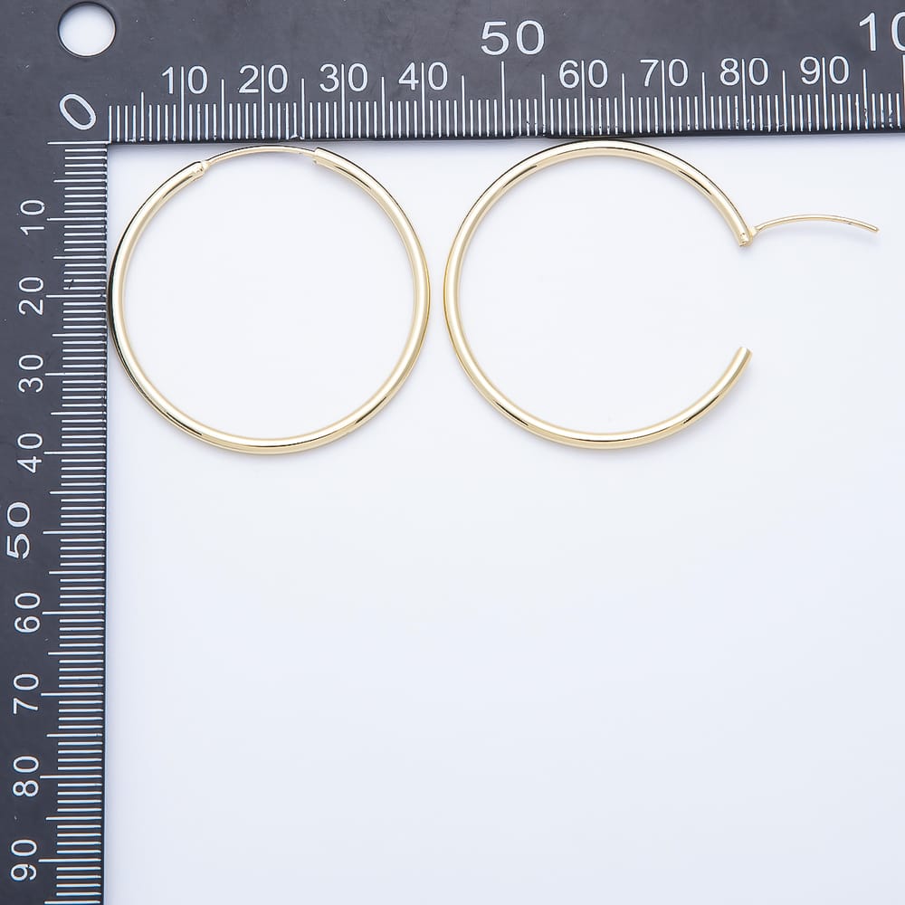 16K Gold Filled 40mm Minimalist Sleeper Hoop Earrings in Gold & Silver | Earrings-01249