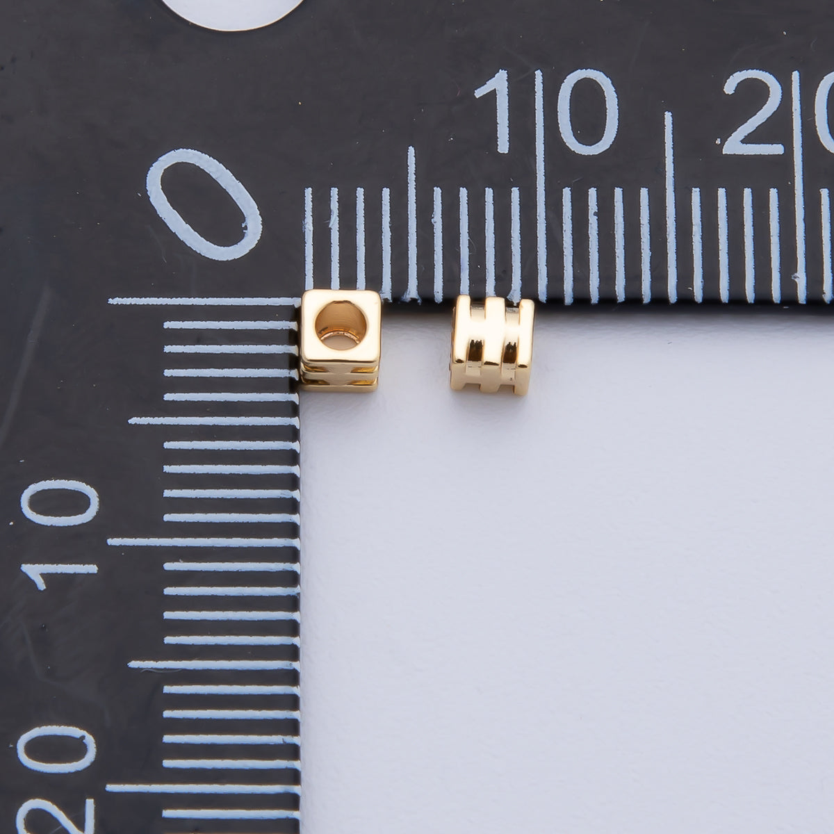 18K Gold Filled 8mm Geometrical Cube Spacer Bead Set by 10  | B318
