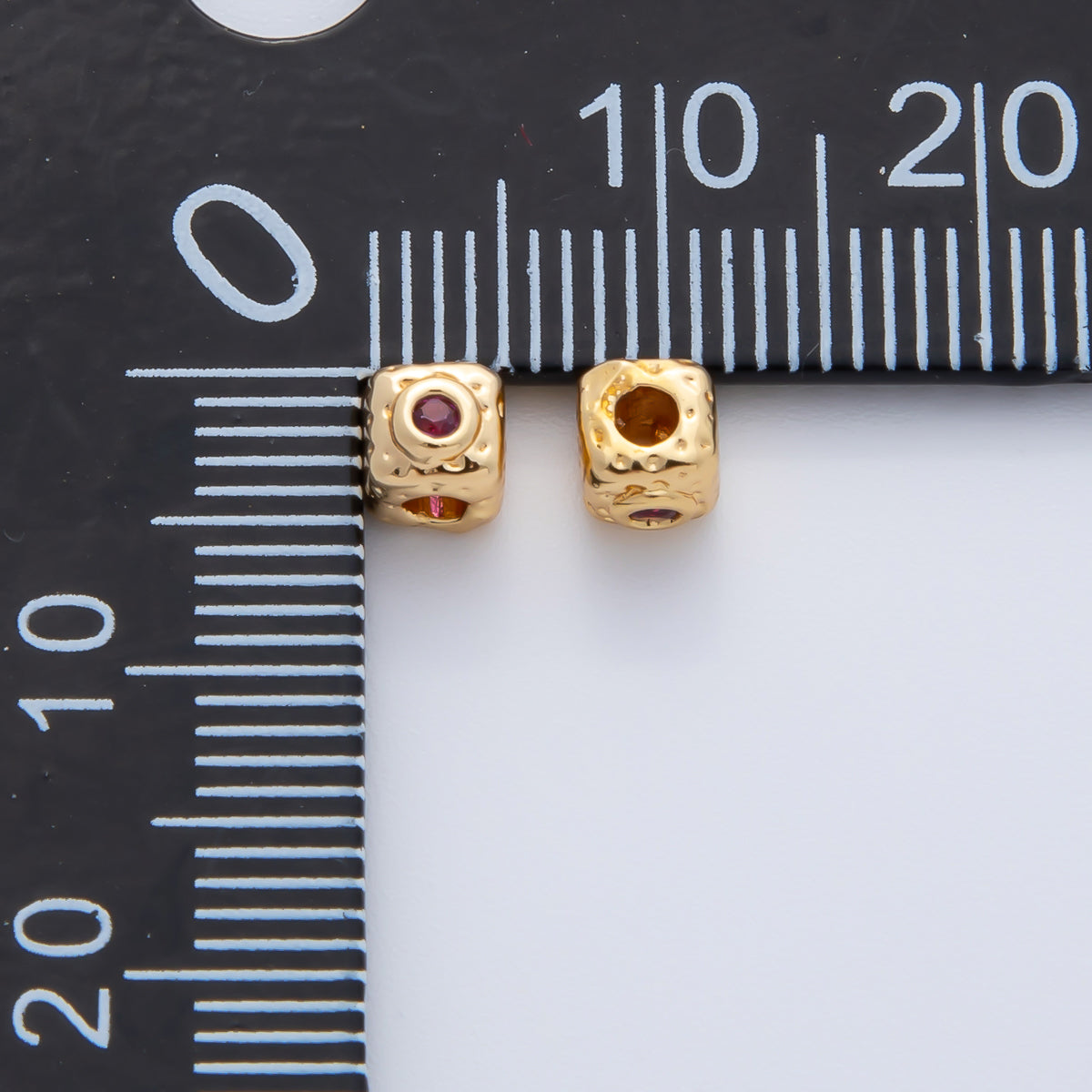 18K Gold Filled 4mm Clear, Fuchsia CZ Minimalist Cube Beads | B342