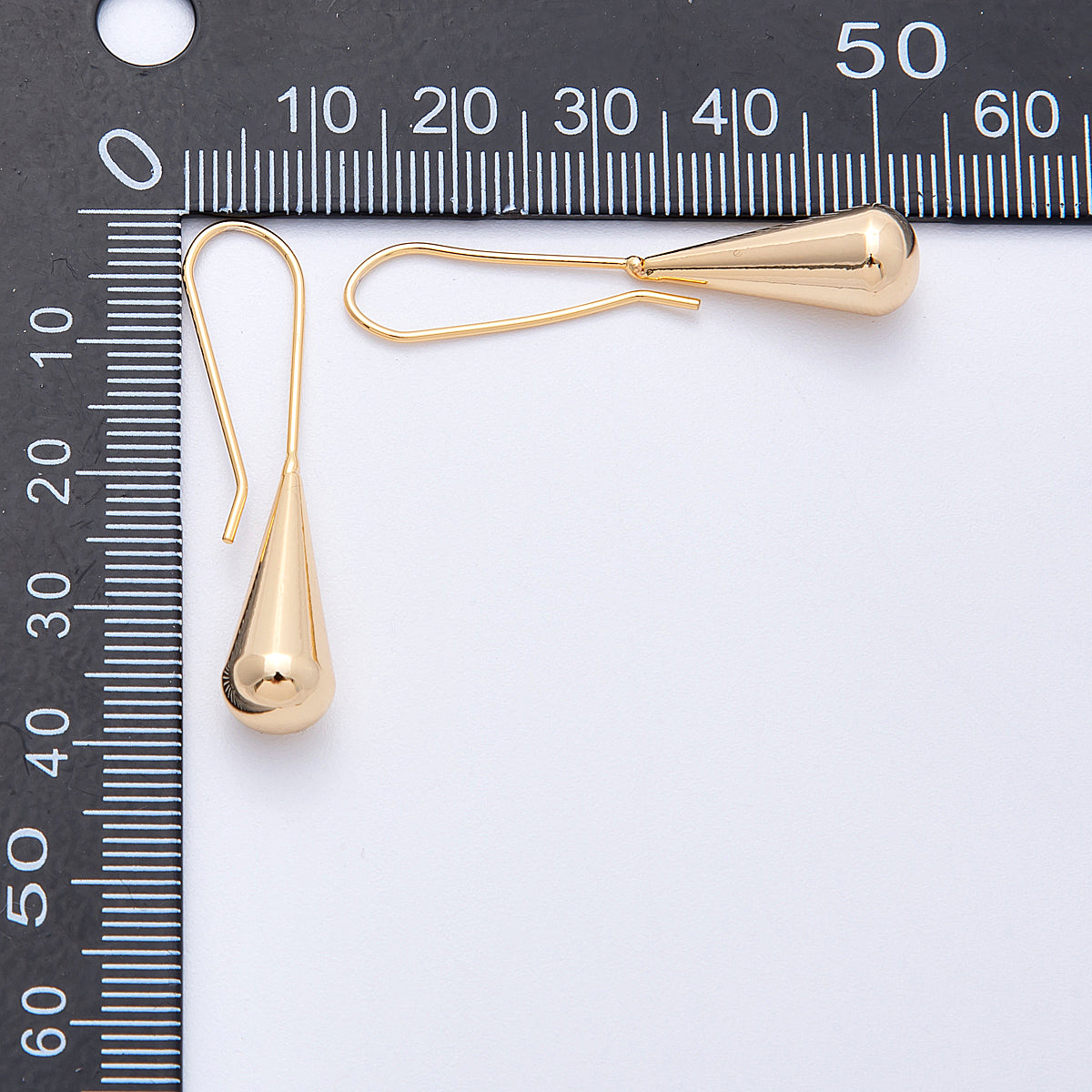 18K Gold Filled 40mm Minimalist Teardrop Fish Hook Drop Earrings | Earrings-00164
