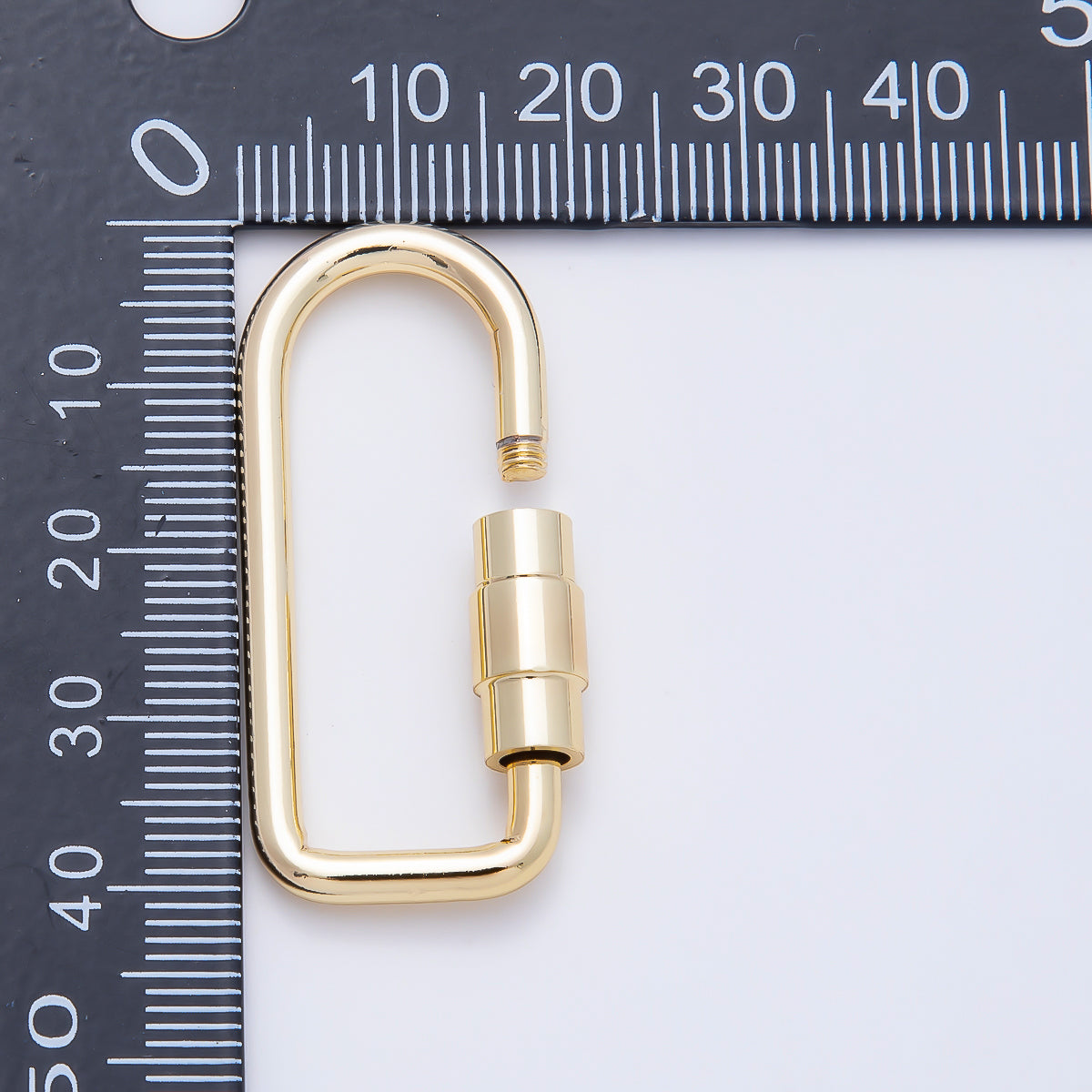 16K Gold Filled 40mm Minimalist Oblong Carabiner Enhancer Bag Charm Keychain | Findings-00484