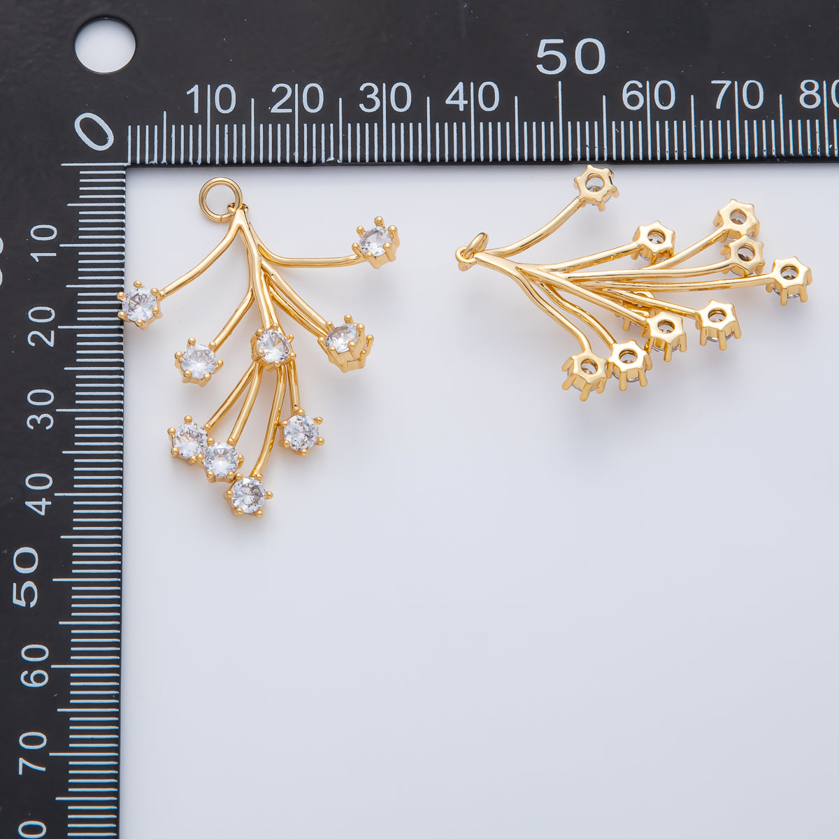 18K Gold Filled 40mm Clear CZ Flower Roots Charm | AF1410