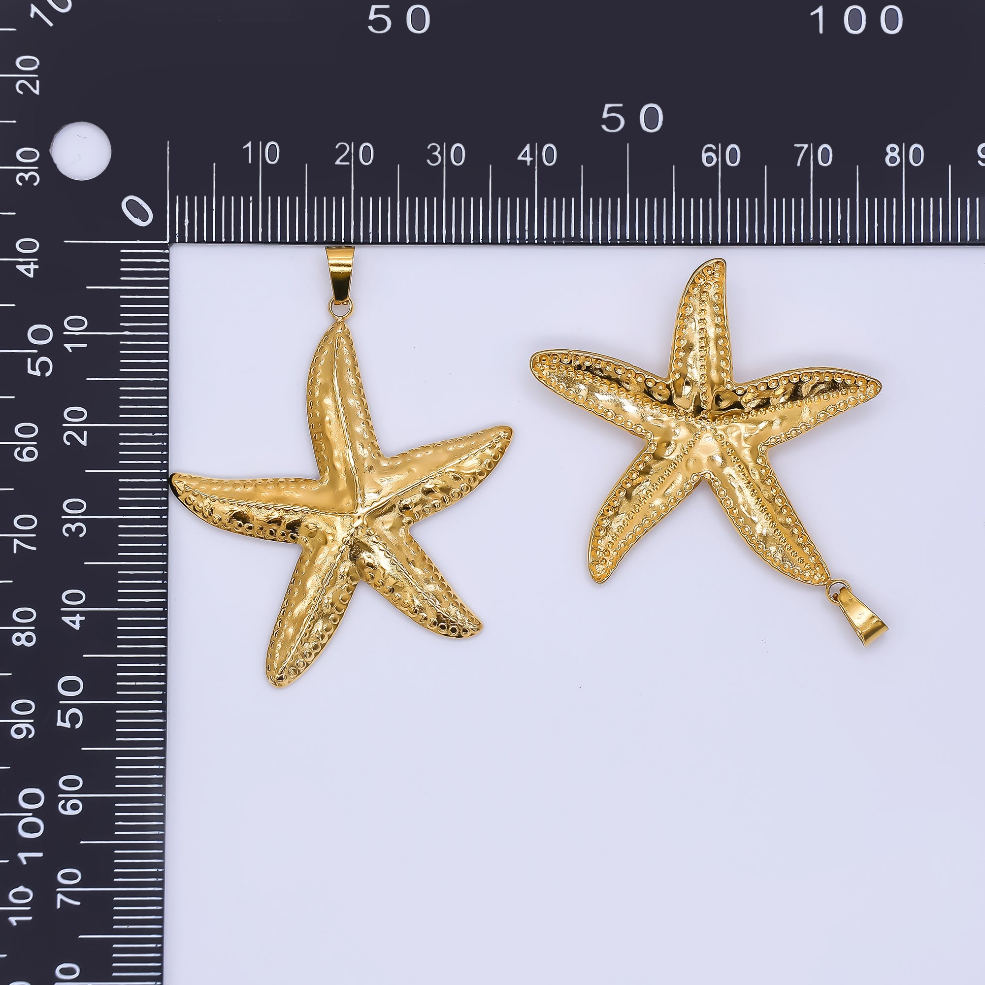 Gold Stainless Steel 40.5mm Sea Mermaid Starfish Animal Pendant | J152